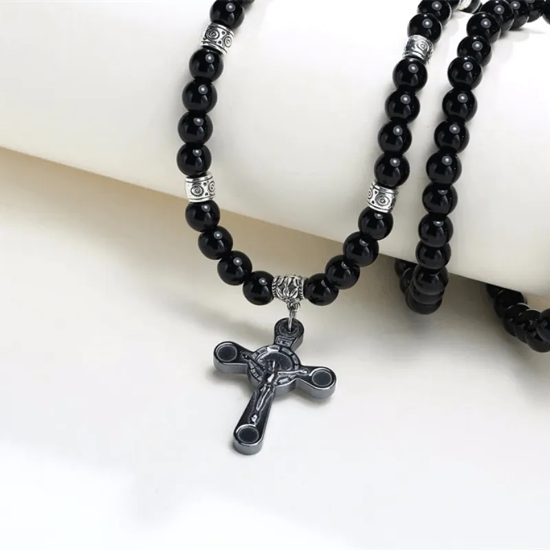 Men's Christian Necklace <br> Beaded Crucifix