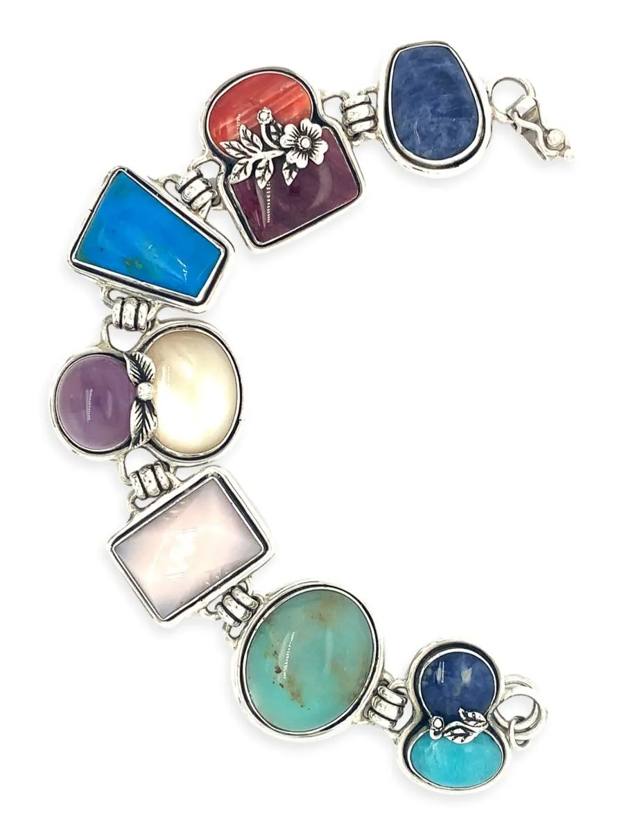 Multi-Gemstone Sterling Silver Bracelet