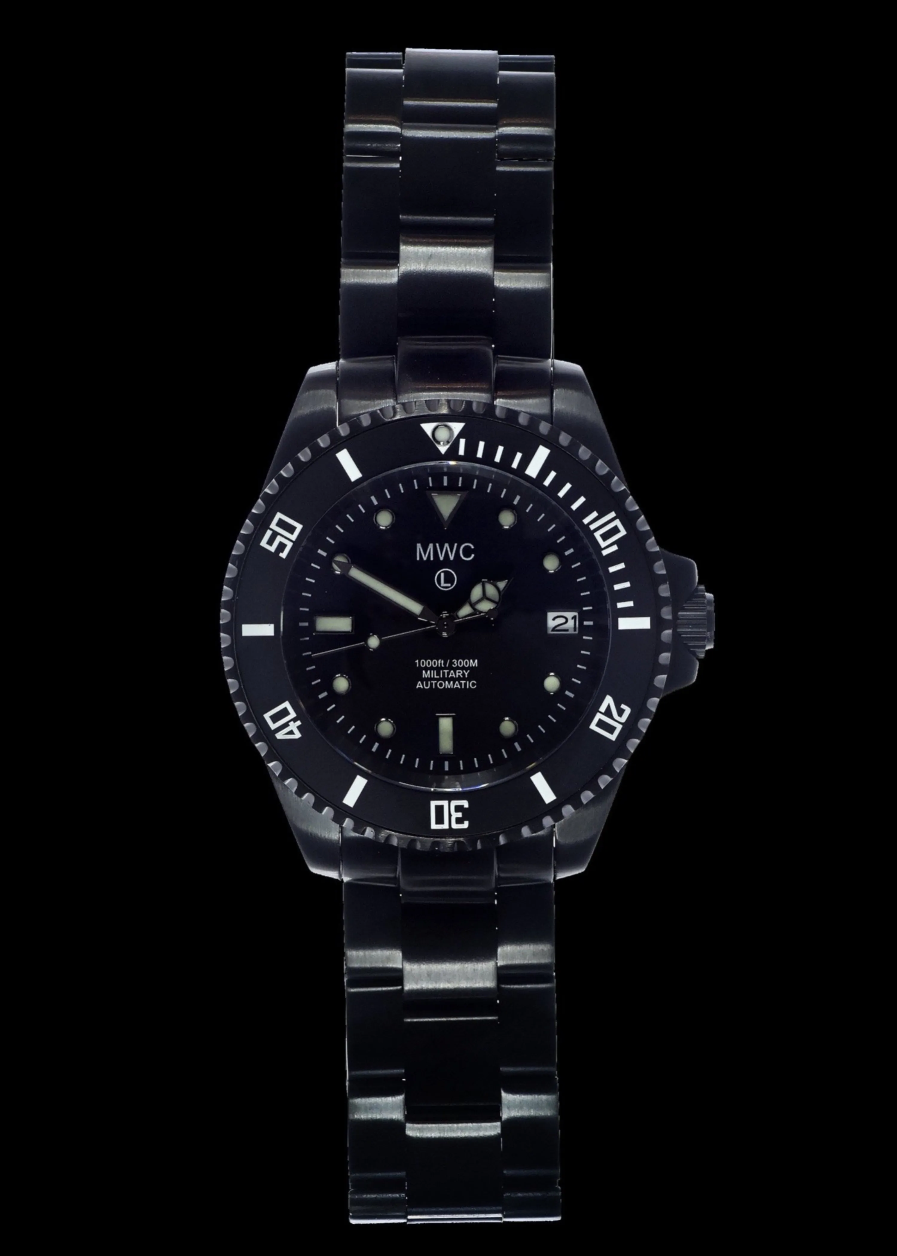 MWC 24 Jewel 300m Automatic Divers Watch with PVD Bracelet, Ceramic Bezel and Sapphire Crystal