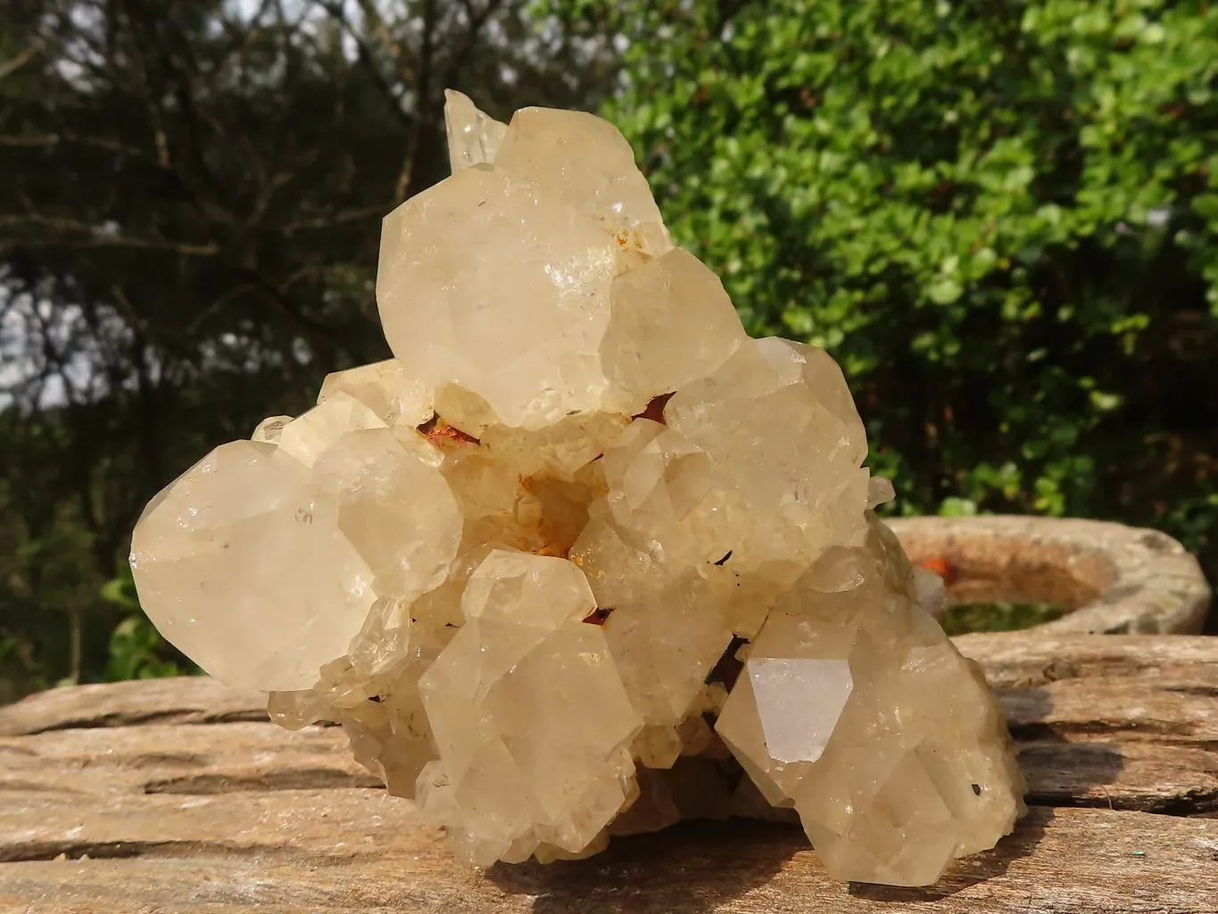 Natural Cascading Clear & White Phantom Smokey Quartz Specimens x 3 From Luena, Congo