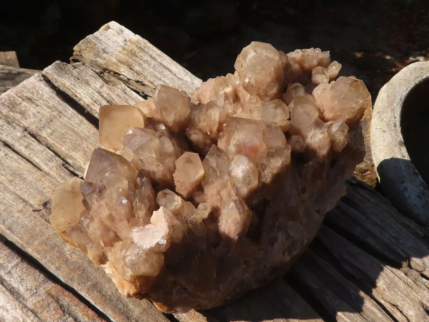 Natural Large Cascading Smokey Phantom Quartz Cluster x 1 From Luena, Congo