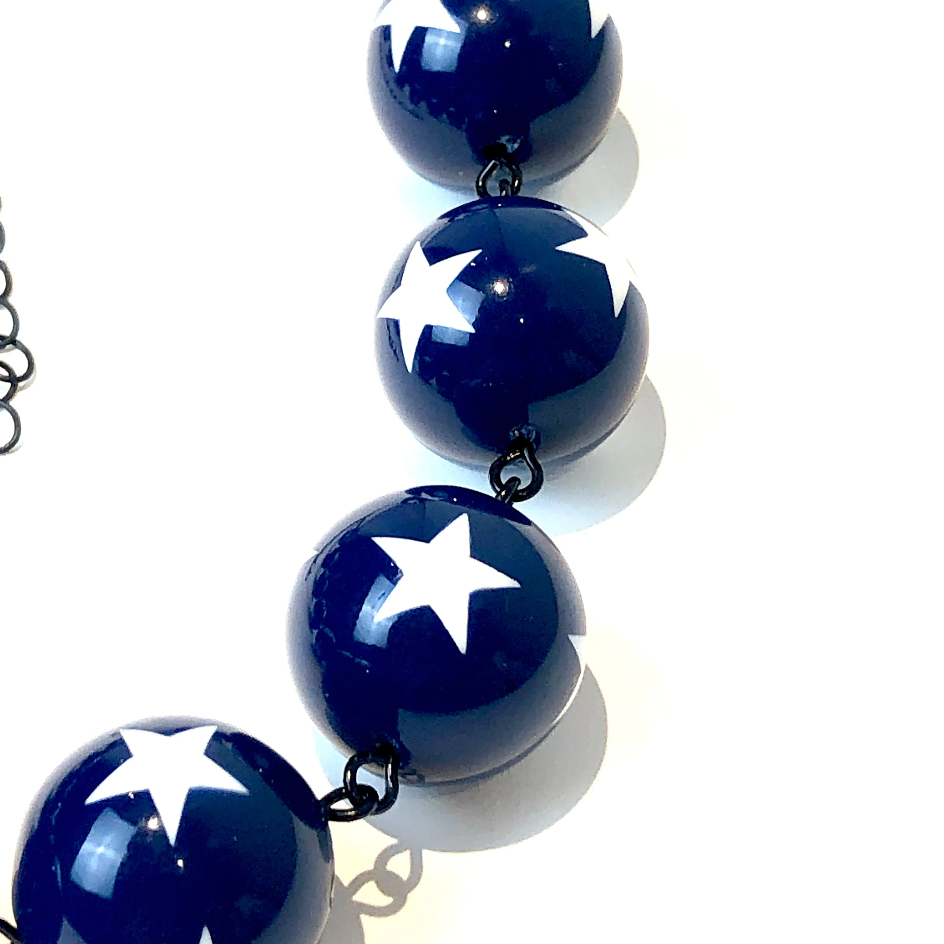 Navy Blue & White Star Beaded Amelia Necklace