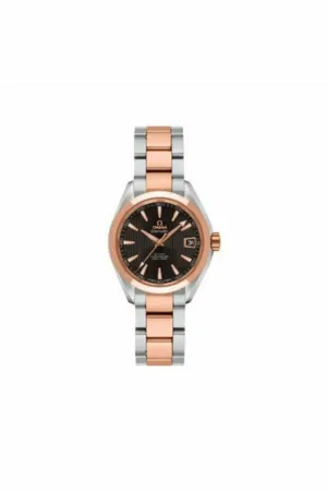 omega aqua terra 30mm stainless steel & 18kt rose gold ladies watch ref. 231.20.30.20.06.001