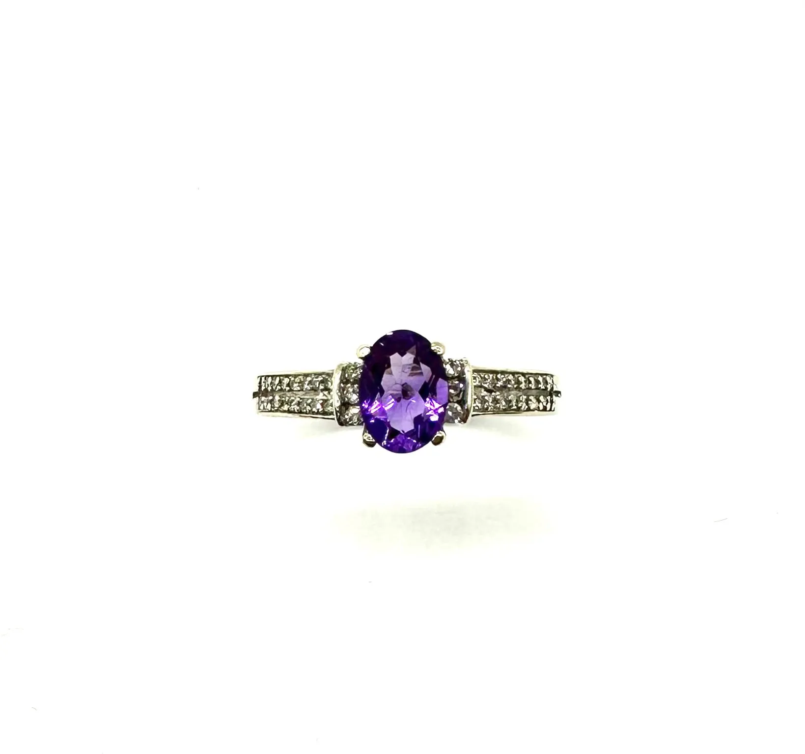 Oval Amethyst W/ Diamond Accent Ring