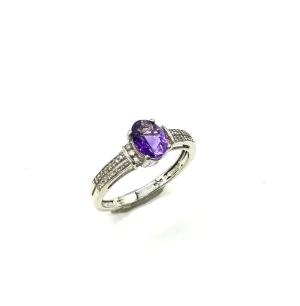 Oval Amethyst W/ Diamond Accent Ring