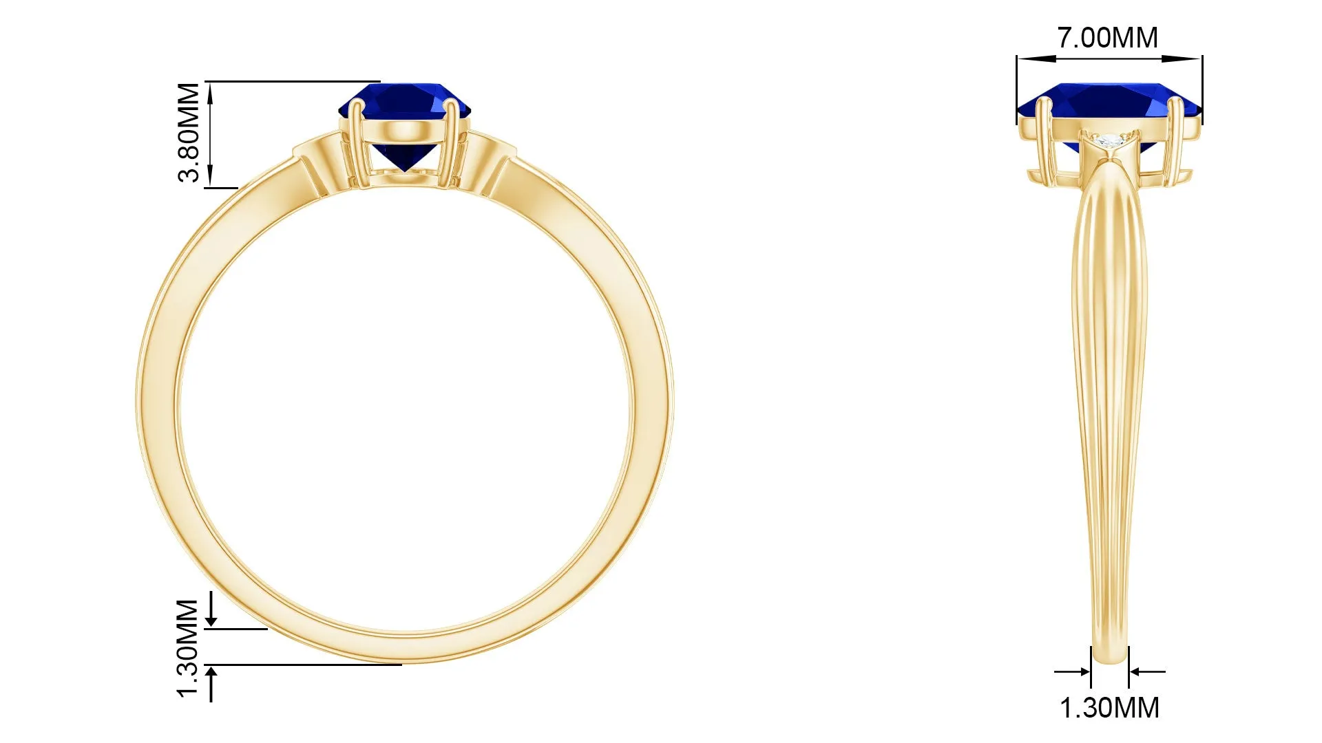 Oval Cut Lab Grown Blue Sapphire Solitaire Ring with Diamond