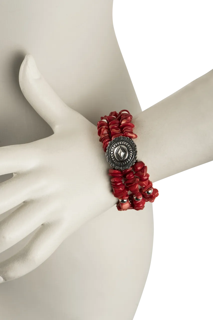 Paige Wallace Concho Coral Chip Bracelet