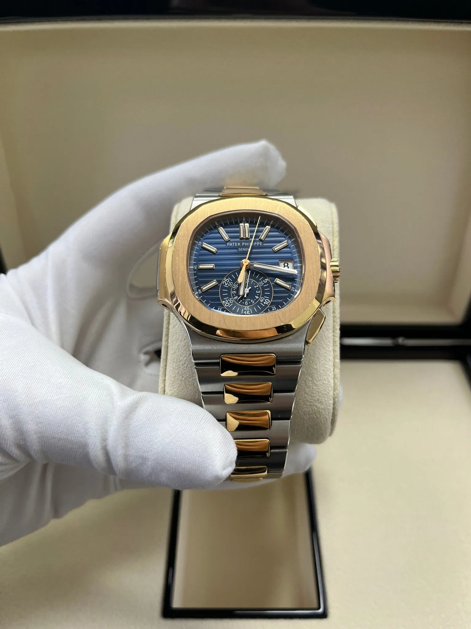 Patek Philippe Nautilus 40.5mm Two Tone Blue Gradient Dial (Ref # 5980/1AR-001)