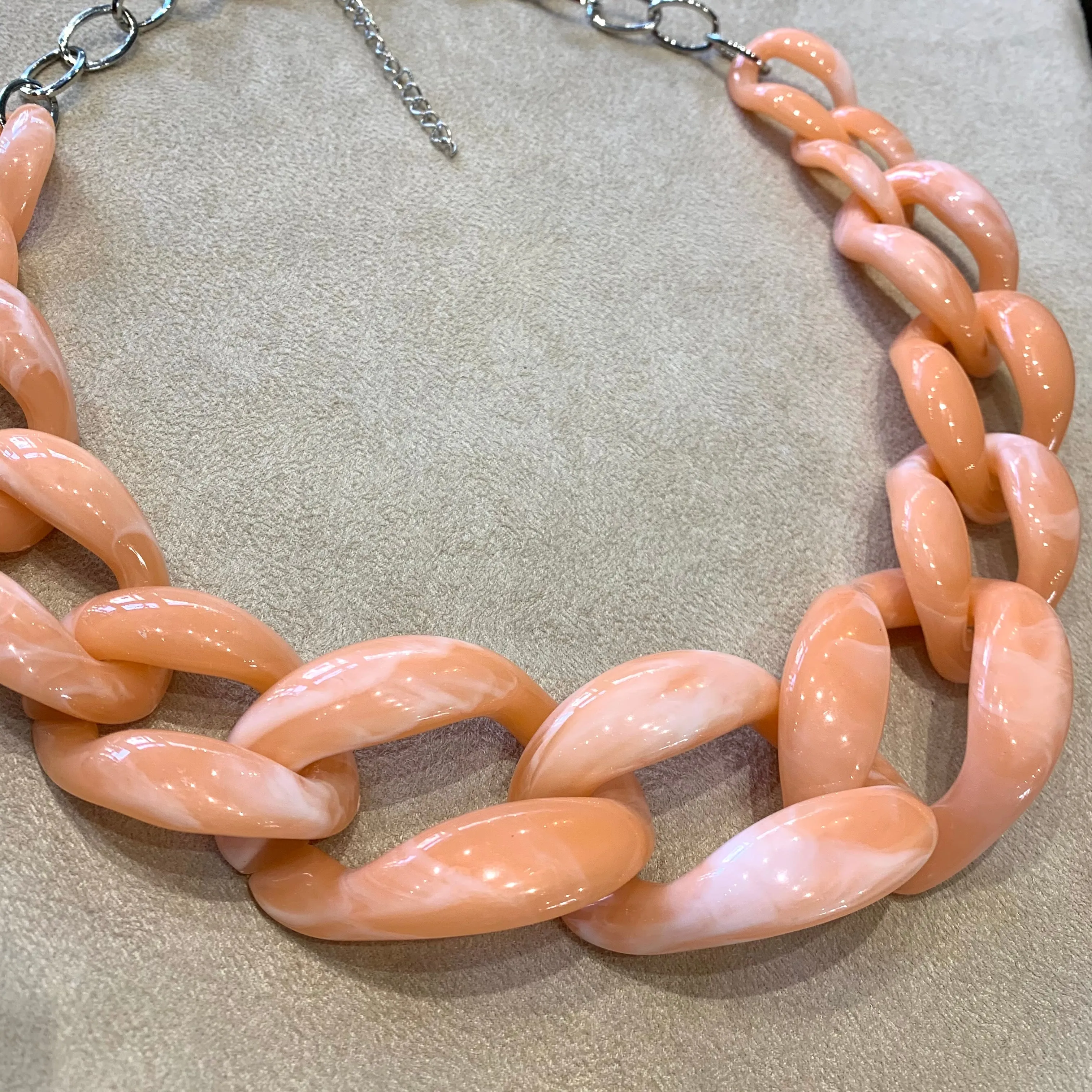 Peach Acrylic chain necklace