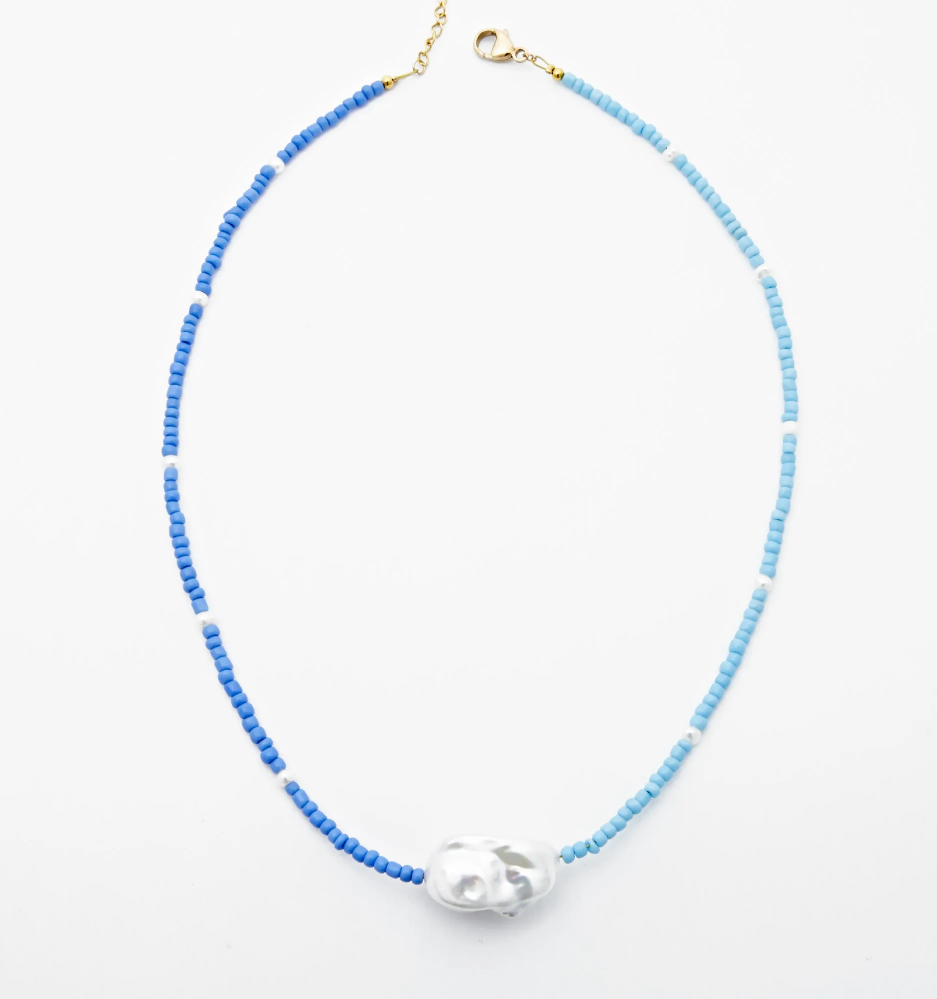 Pearl Choker Necklace in Bright Blues