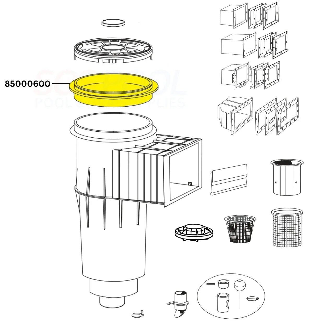 Pentair Ring Seat Assembly For Admiral Skimmers | 9" | White | 85000600