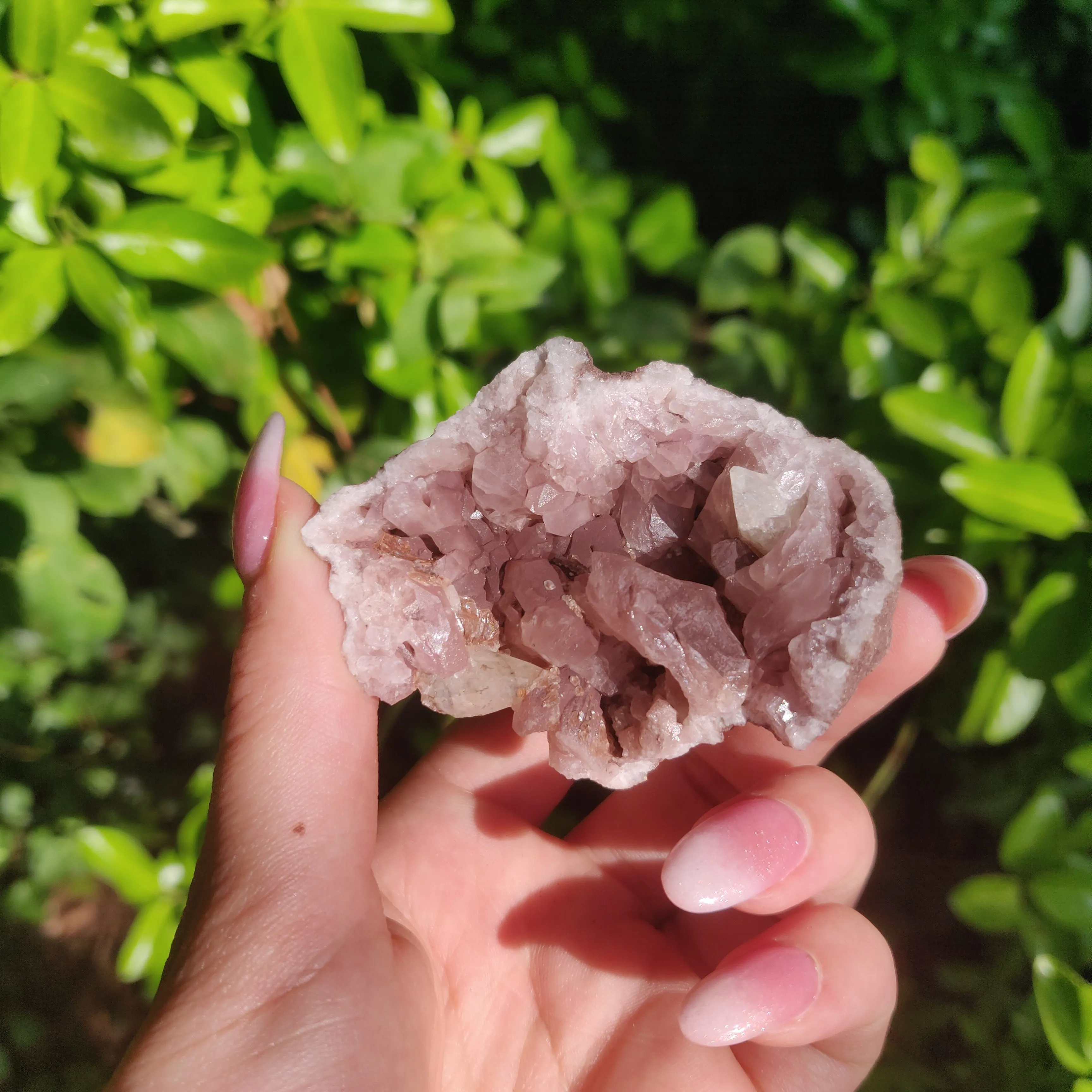 Pink Amethyst Geode with Fluorescent Calcite (#1F)