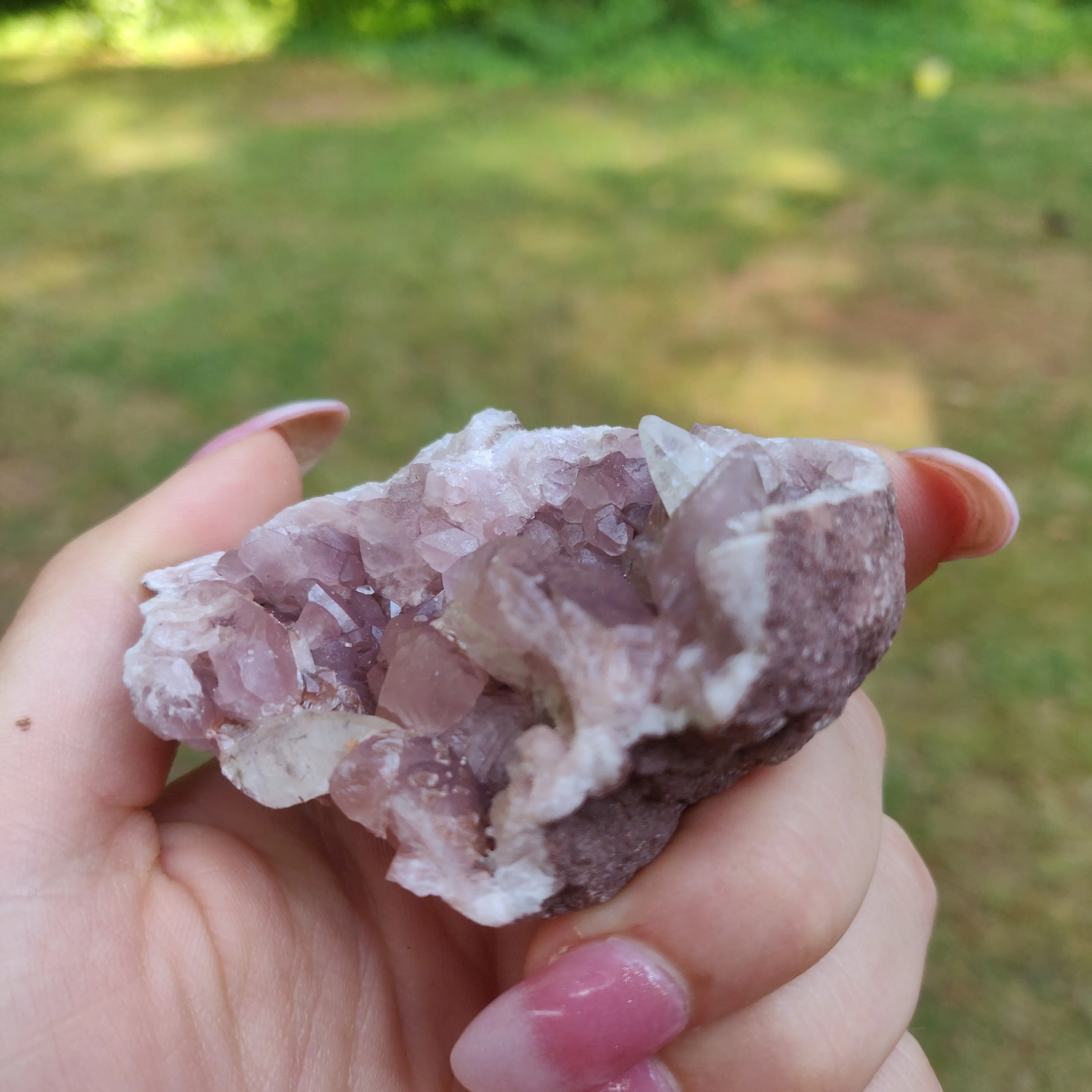 Pink Amethyst Geode with Fluorescent Calcite (#1F)