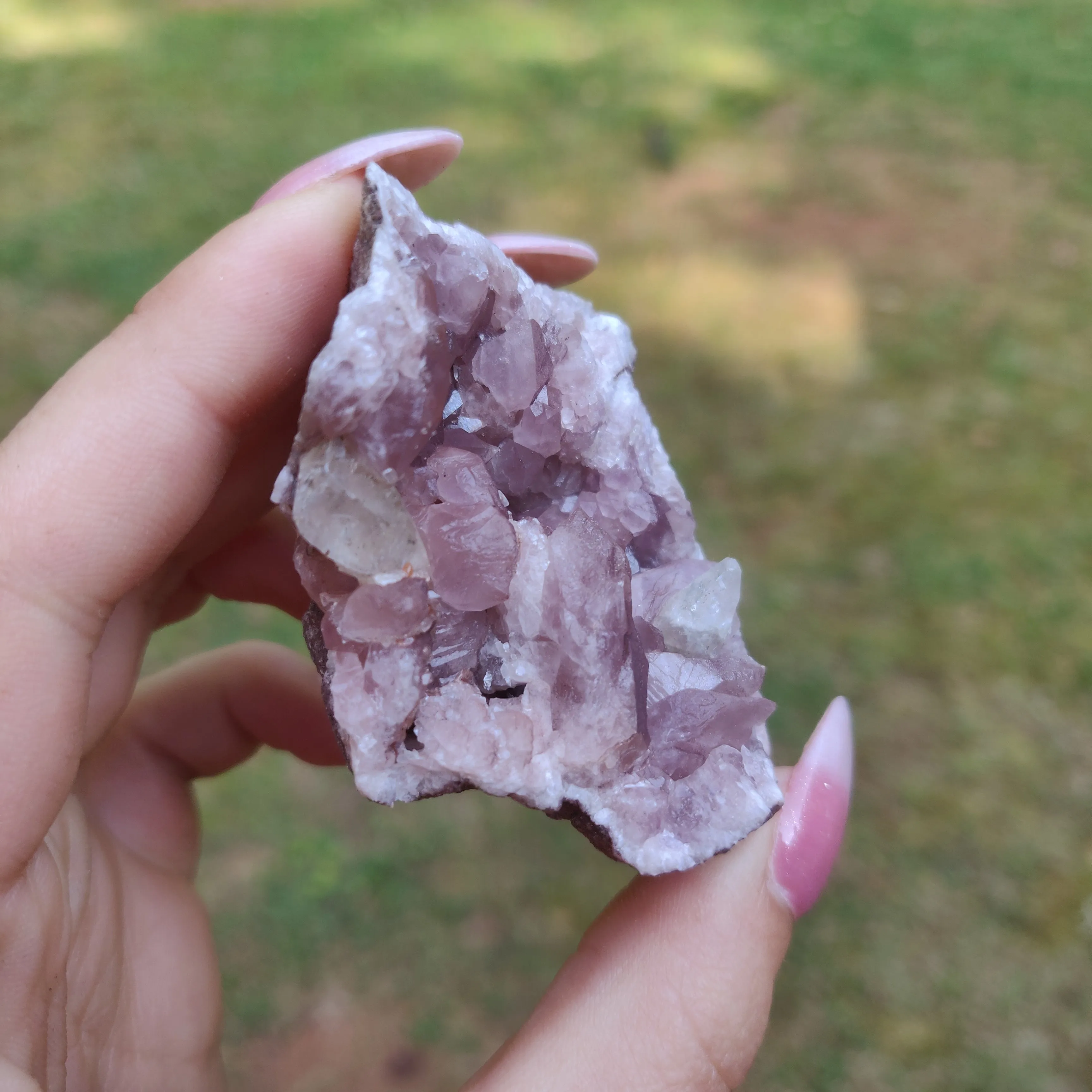 Pink Amethyst Geode with Fluorescent Calcite (#1F)