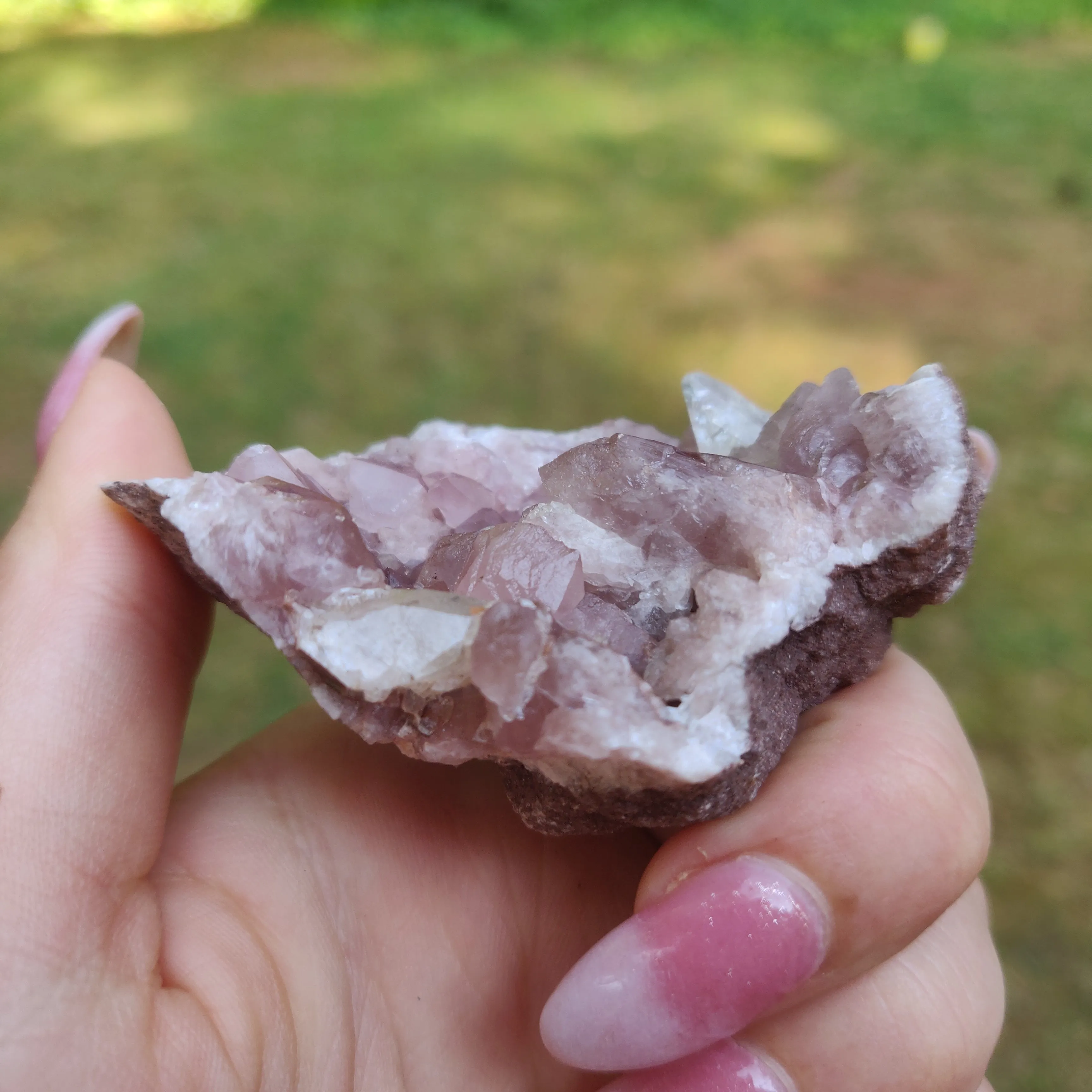 Pink Amethyst Geode with Fluorescent Calcite (#1F)