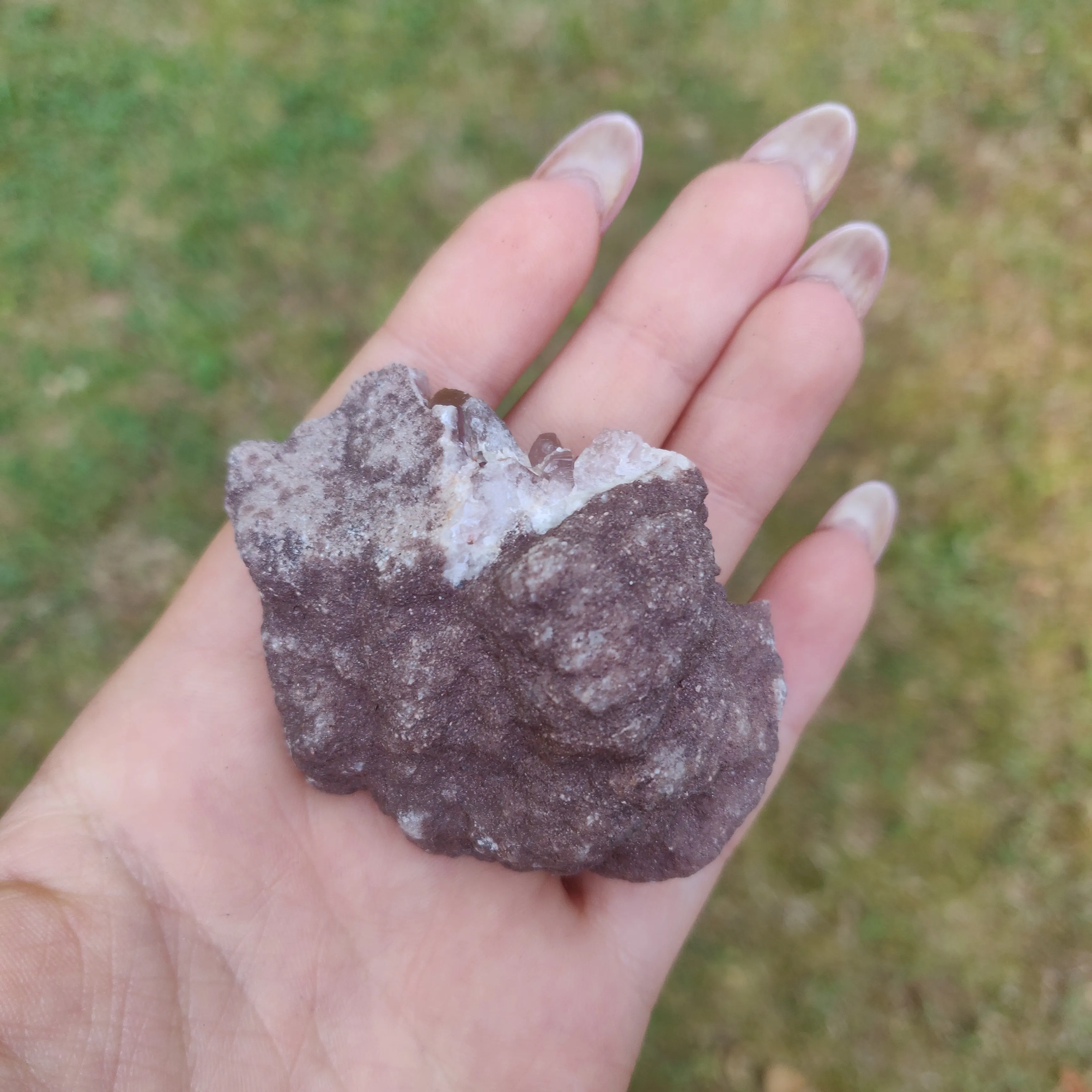 Pink Amethyst Geode with Fluorescent Calcite (#1F)