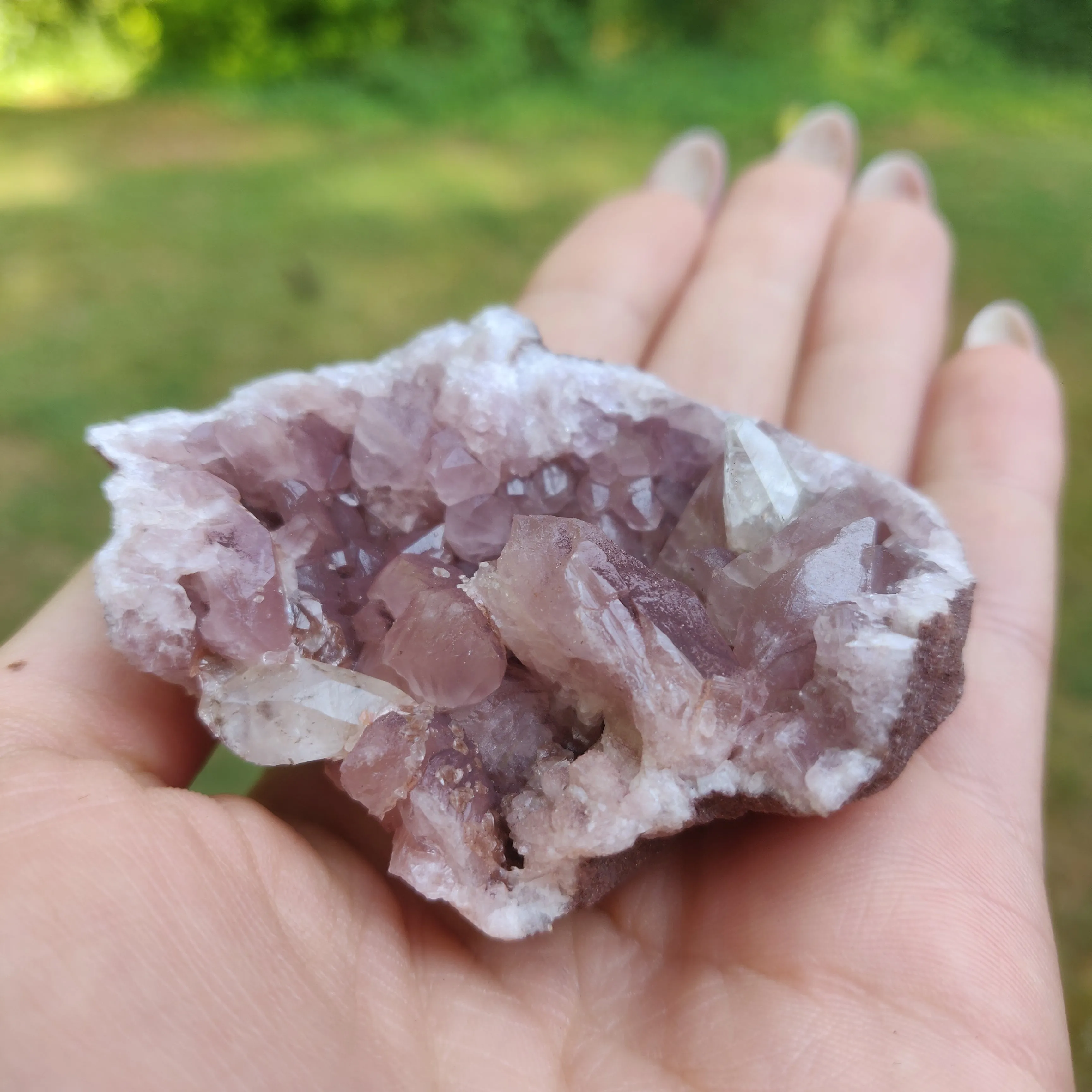 Pink Amethyst Geode with Fluorescent Calcite (#1F)