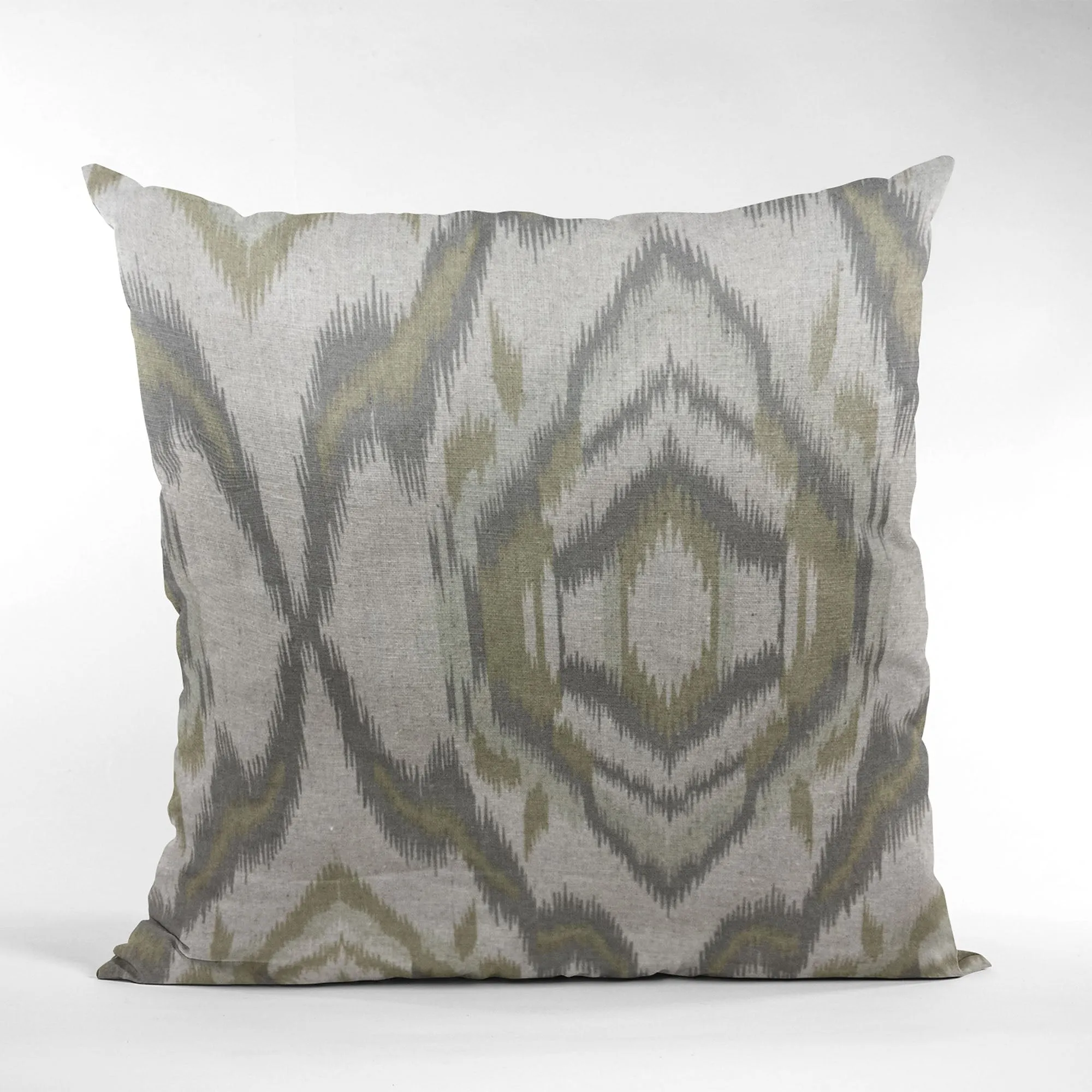 Plutus Ikat Dream Gray, Citrine Handmade Luxury Pillow