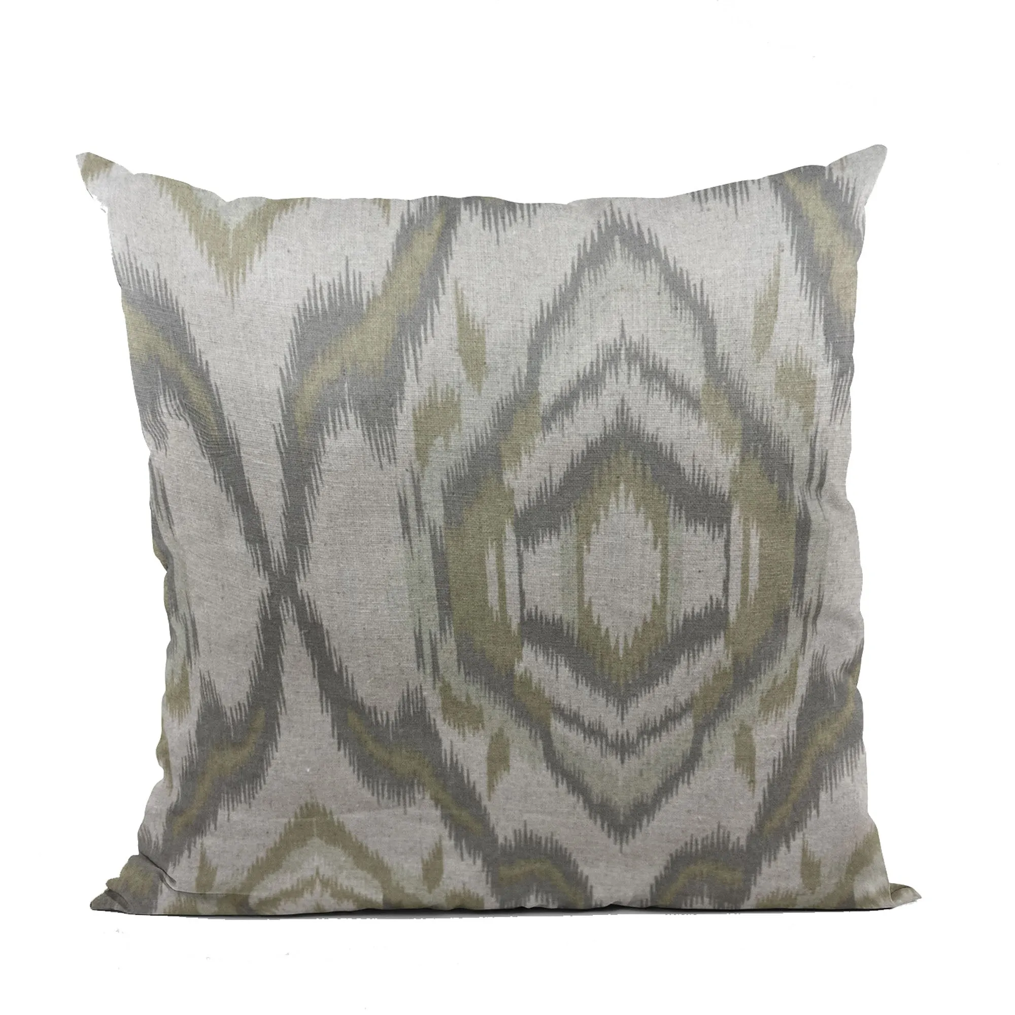 Plutus Ikat Dream Gray, Citrine Handmade Luxury Pillow