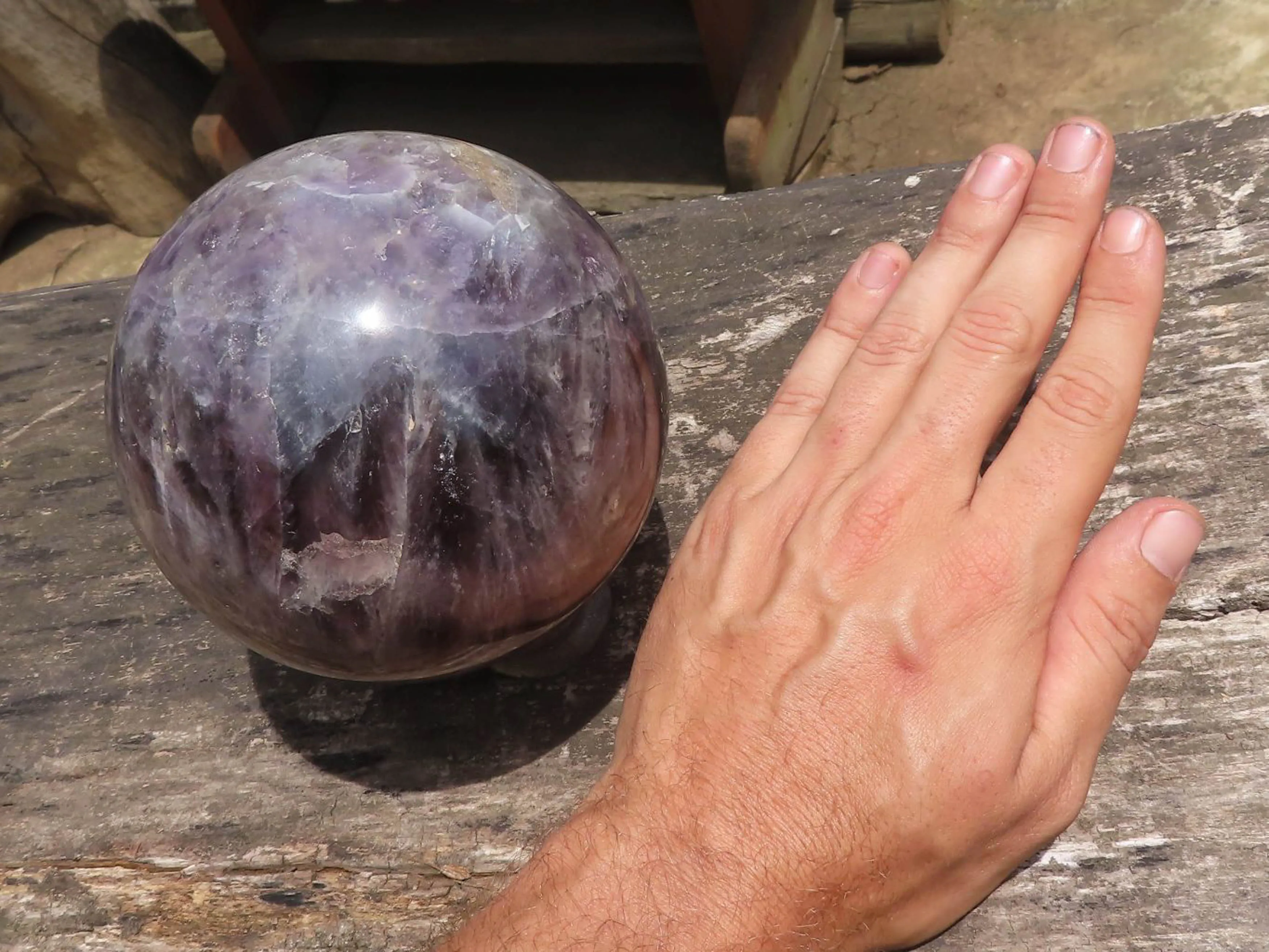 Polished Large Flower Amethyst Sphere x 1 From Madagascar