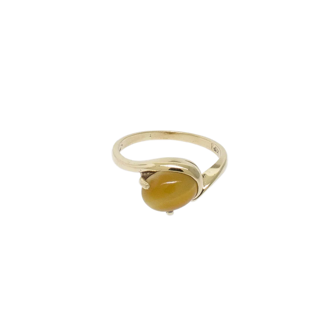 Pre-Owned 10K Yellow Gold Honey Tiger's Eye Ring 7x9mm Cabochon, Size 6, 1.5 DWT