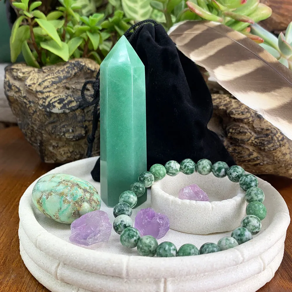 PRIZE WINNER! Aventurine Prosperity Set   Mala Bracelet