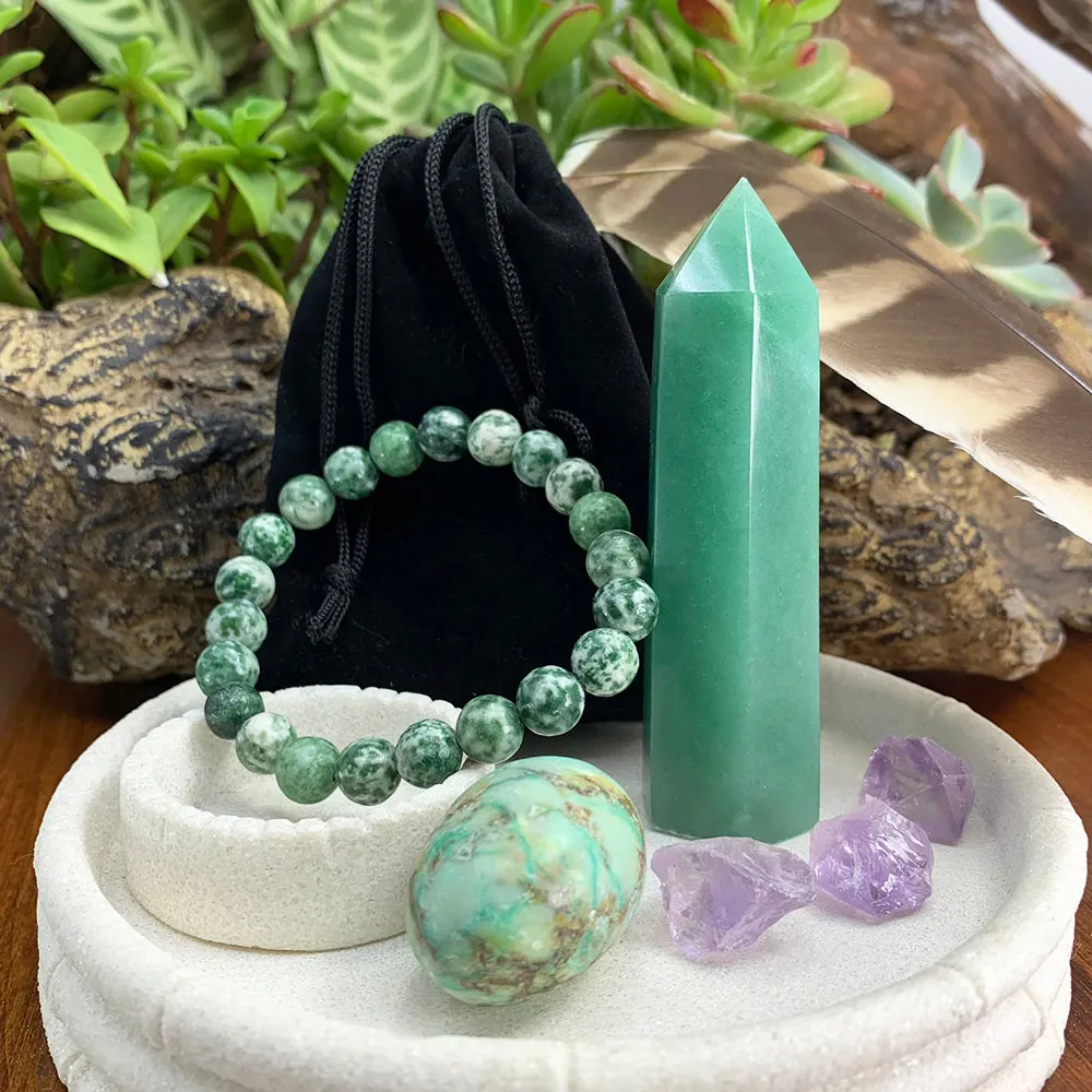 PRIZE WINNER! Aventurine Prosperity Set   Mala Bracelet