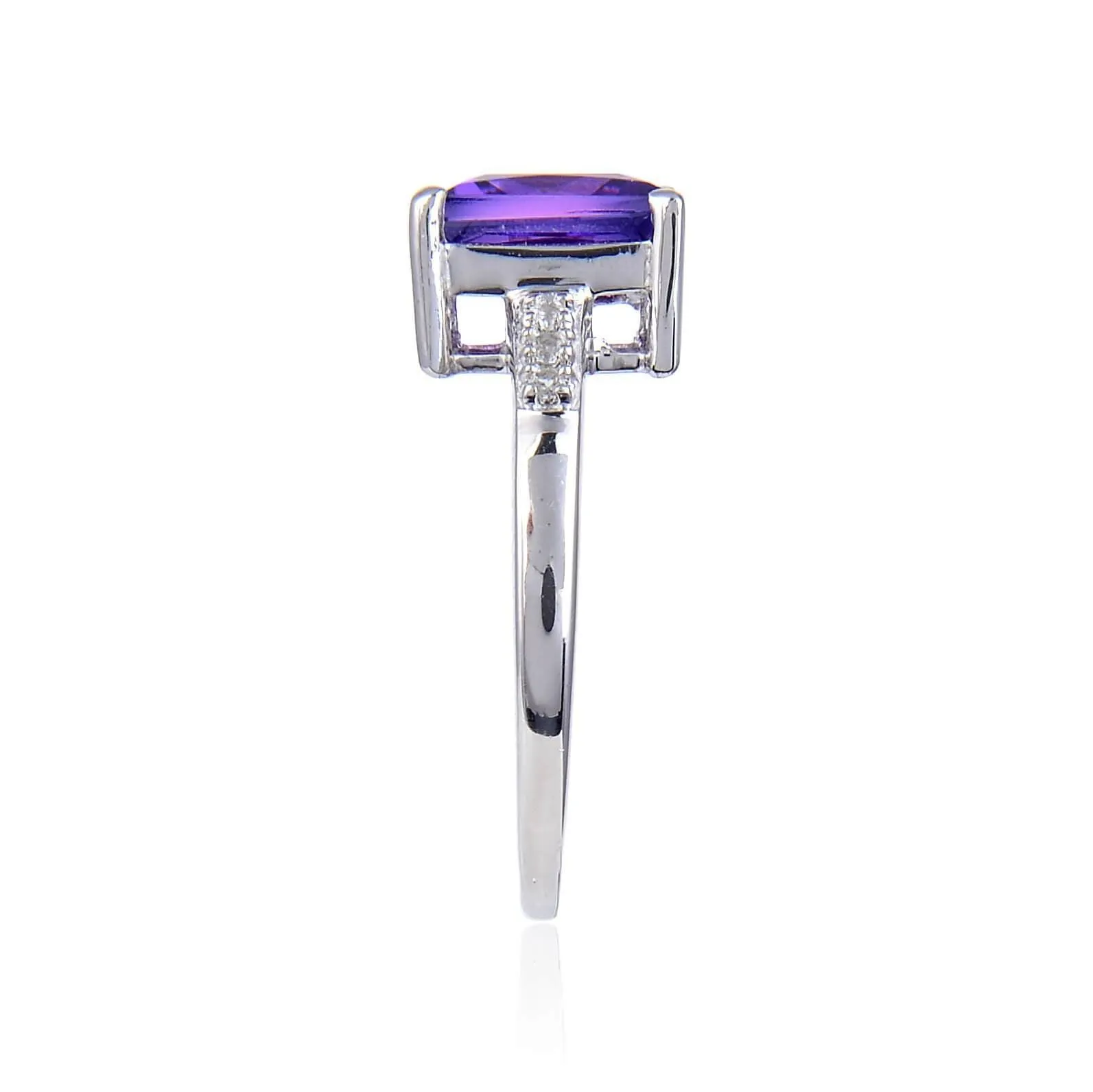 Purple Sapphire Square Solitaire Ring