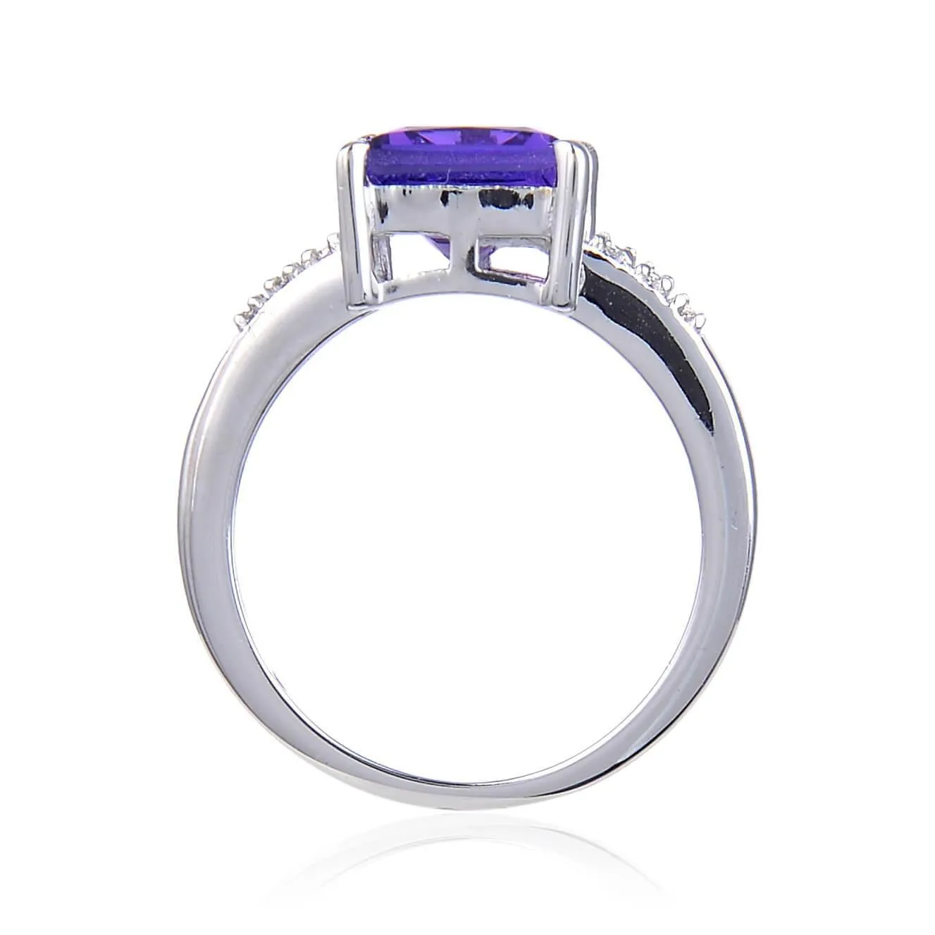 Purple Sapphire Square Solitaire Ring