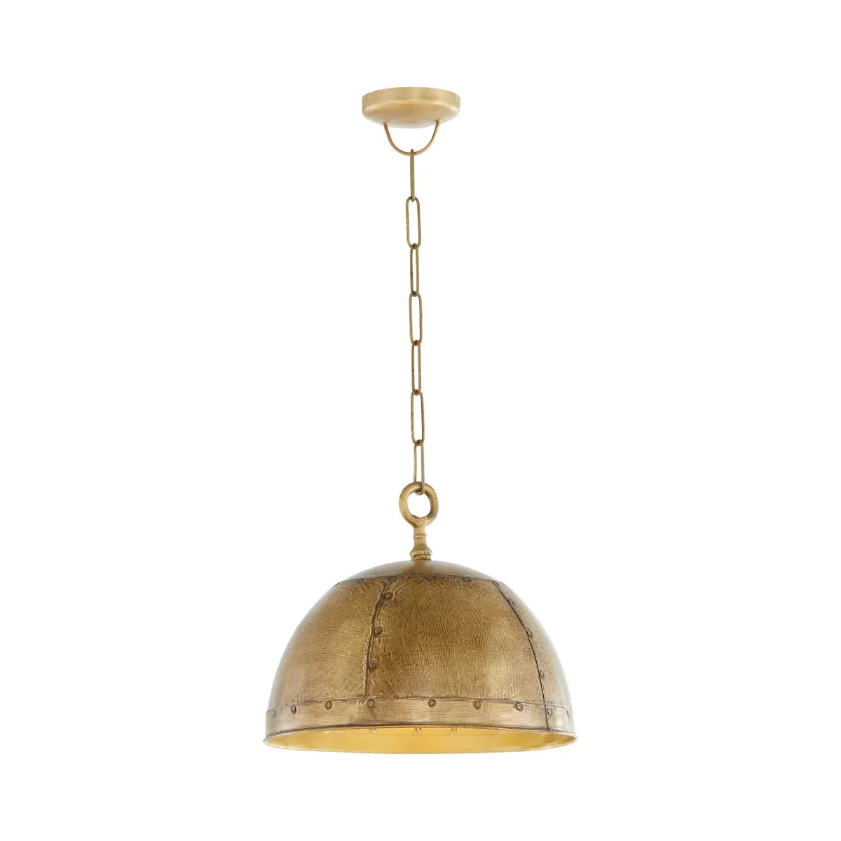 Quorum 85-1-75 Pendant - Artisan Brass 14" Dome Modern Farmhouse / Industrial