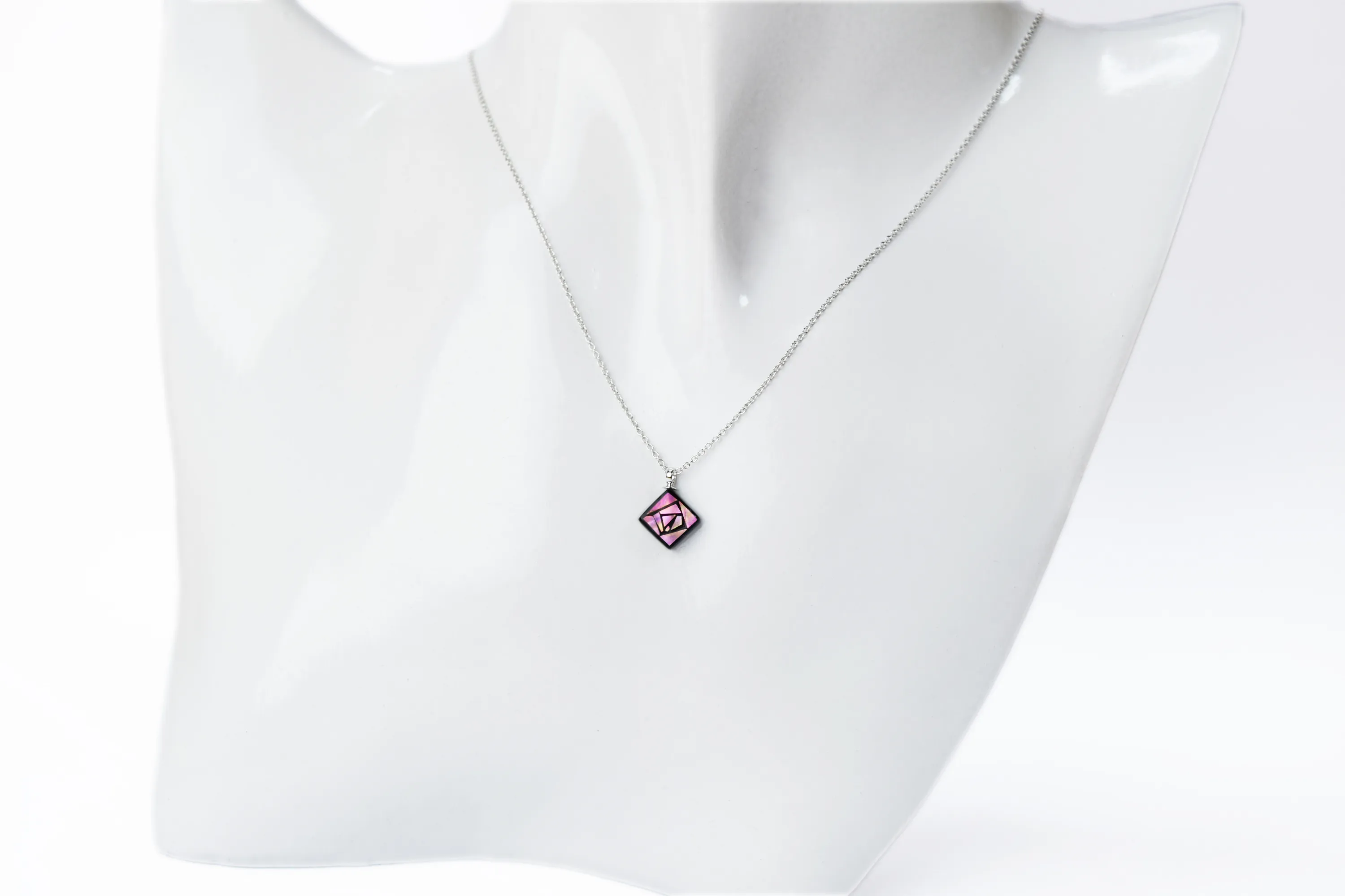 Raden Pendant Necklace -Rose / Pimk Color Small Size-, Japanese Lacquer Jewelry, Kyoto Jewelry