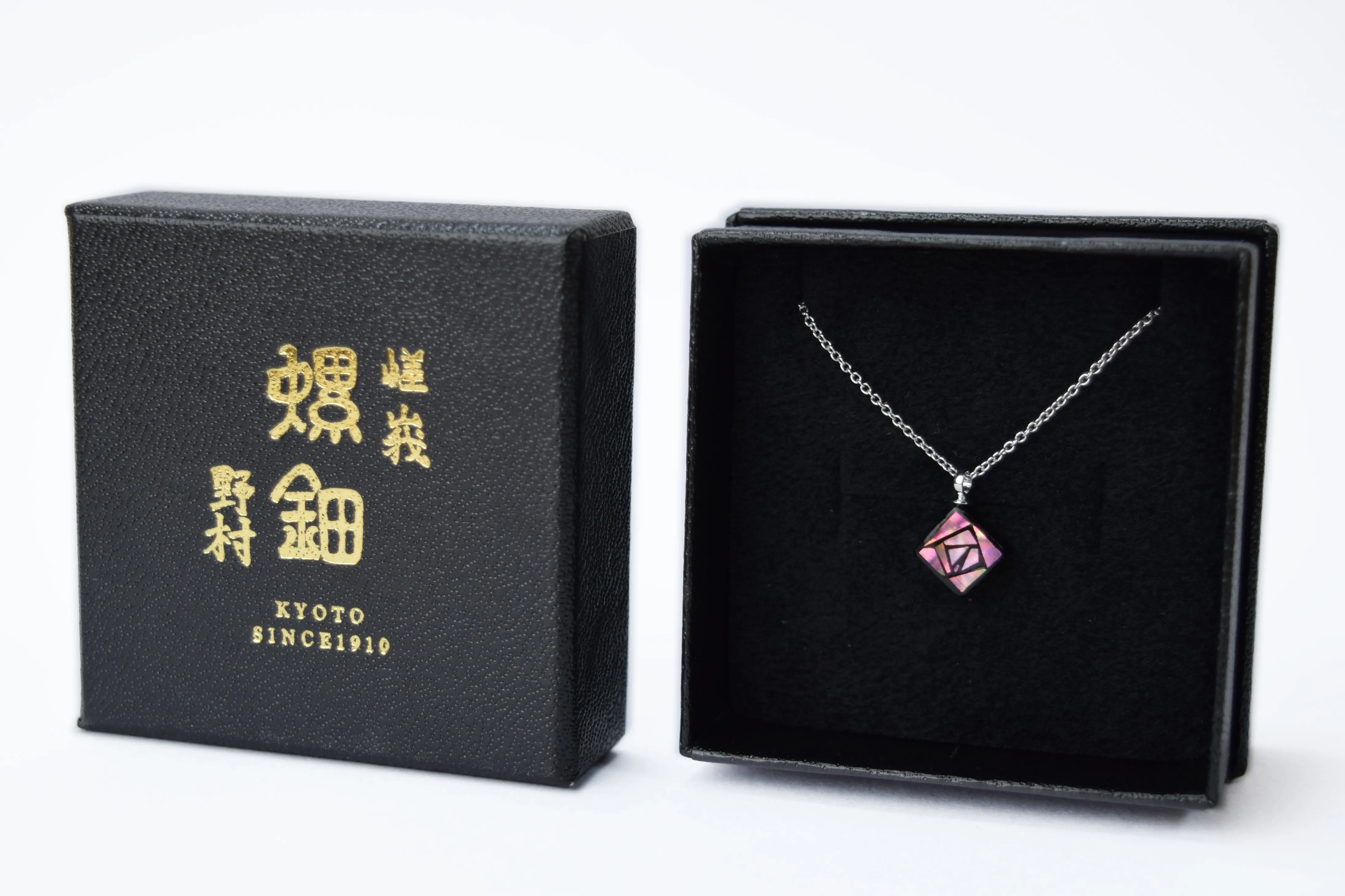 Raden Pendant Necklace -Rose / Pimk Color Small Size-, Japanese Lacquer Jewelry, Kyoto Jewelry