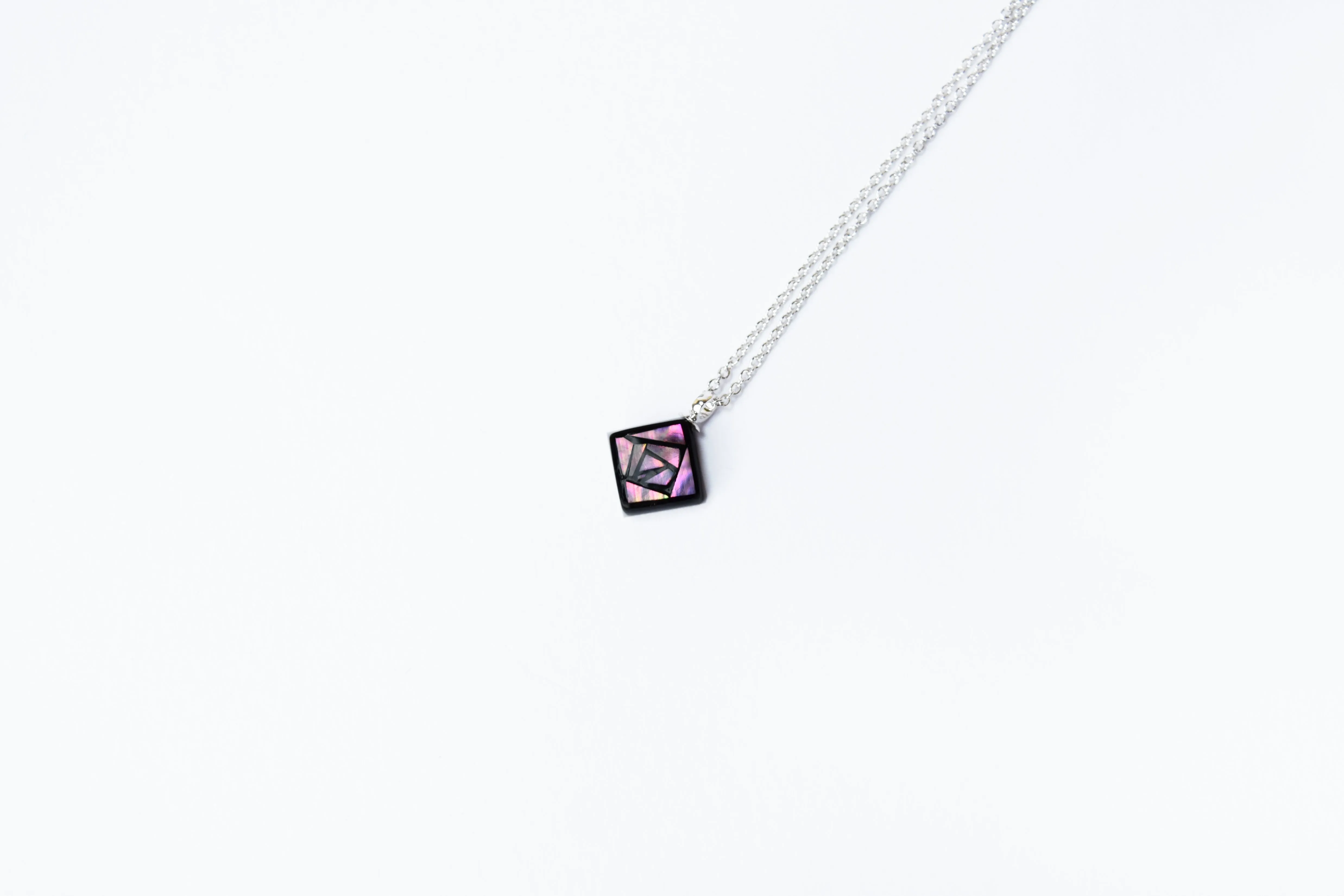 Raden Pendant Necklace -Rose / Pimk Color Small Size-, Japanese Lacquer Jewelry, Kyoto Jewelry