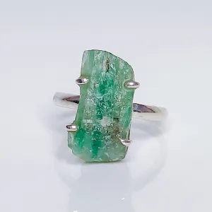 Raw Green Emerald Crystal Birthstone Ring