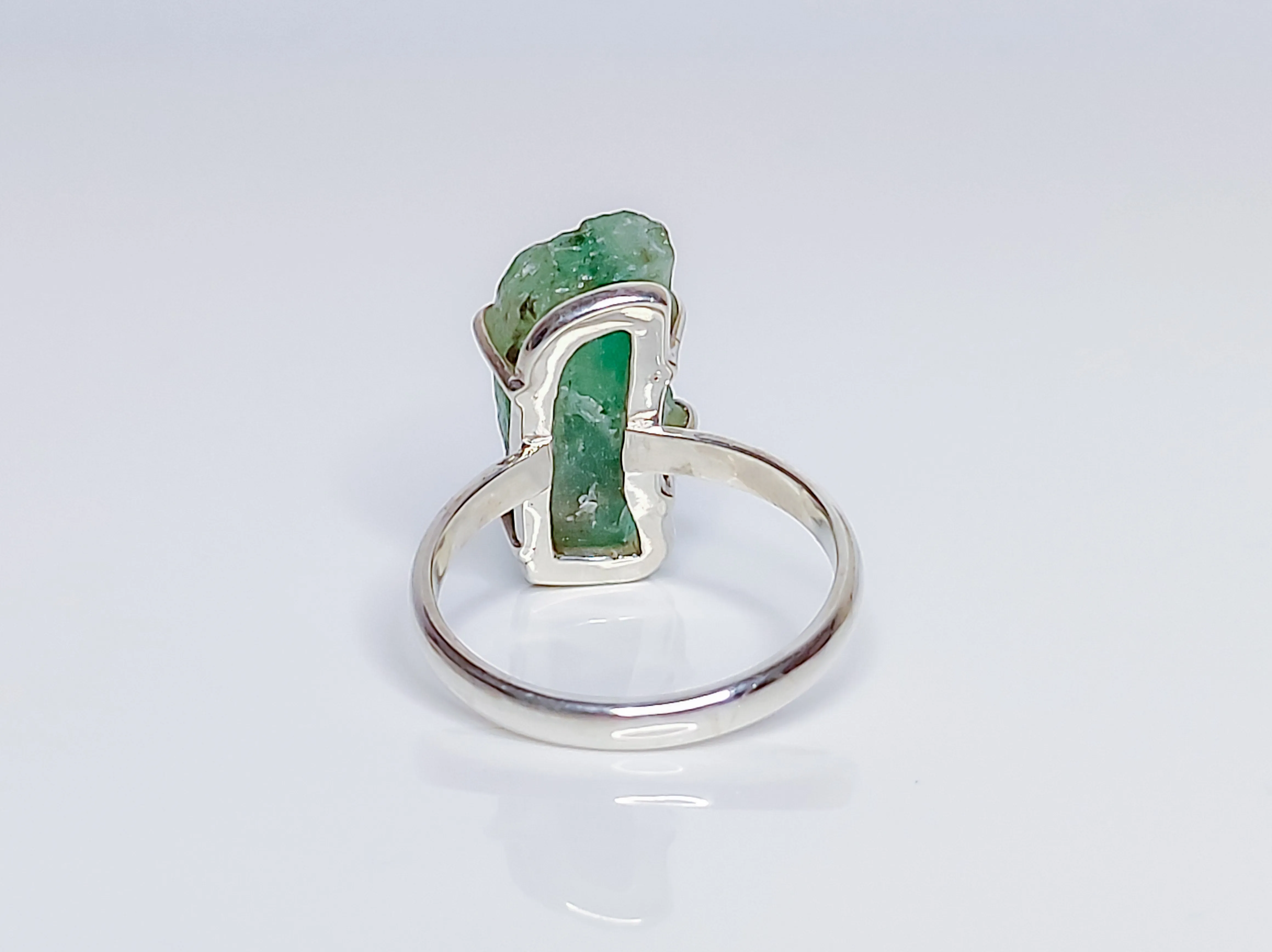 Raw Green Emerald Crystal Birthstone Ring