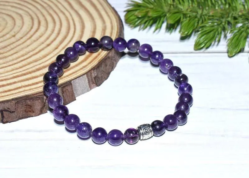 Real Amethyst Stone Healing Bracelet - Purple