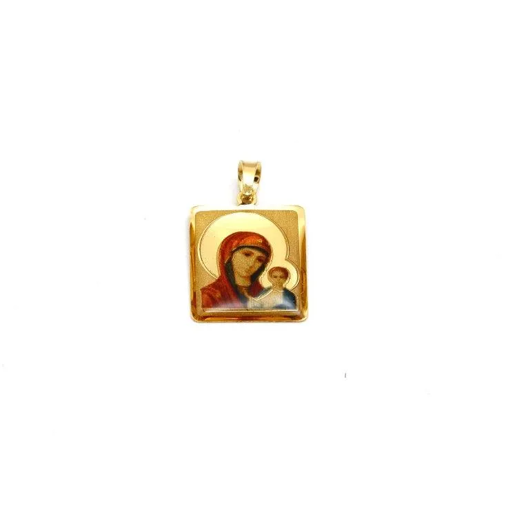 Real Gold 3D Jesus And Mary Frame Pendant 2394 P 1916