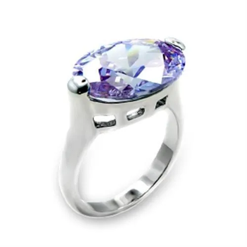 Rhodium 925 Sterling Silver Ring with AAA Grade CZ in Light Amethyst for Women Style 6X183