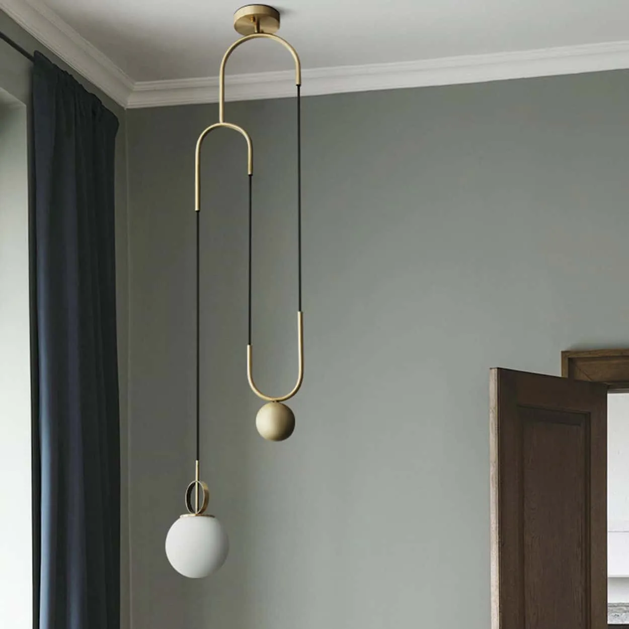 RIKKE Golden Lift Glass Ball Pendant Light