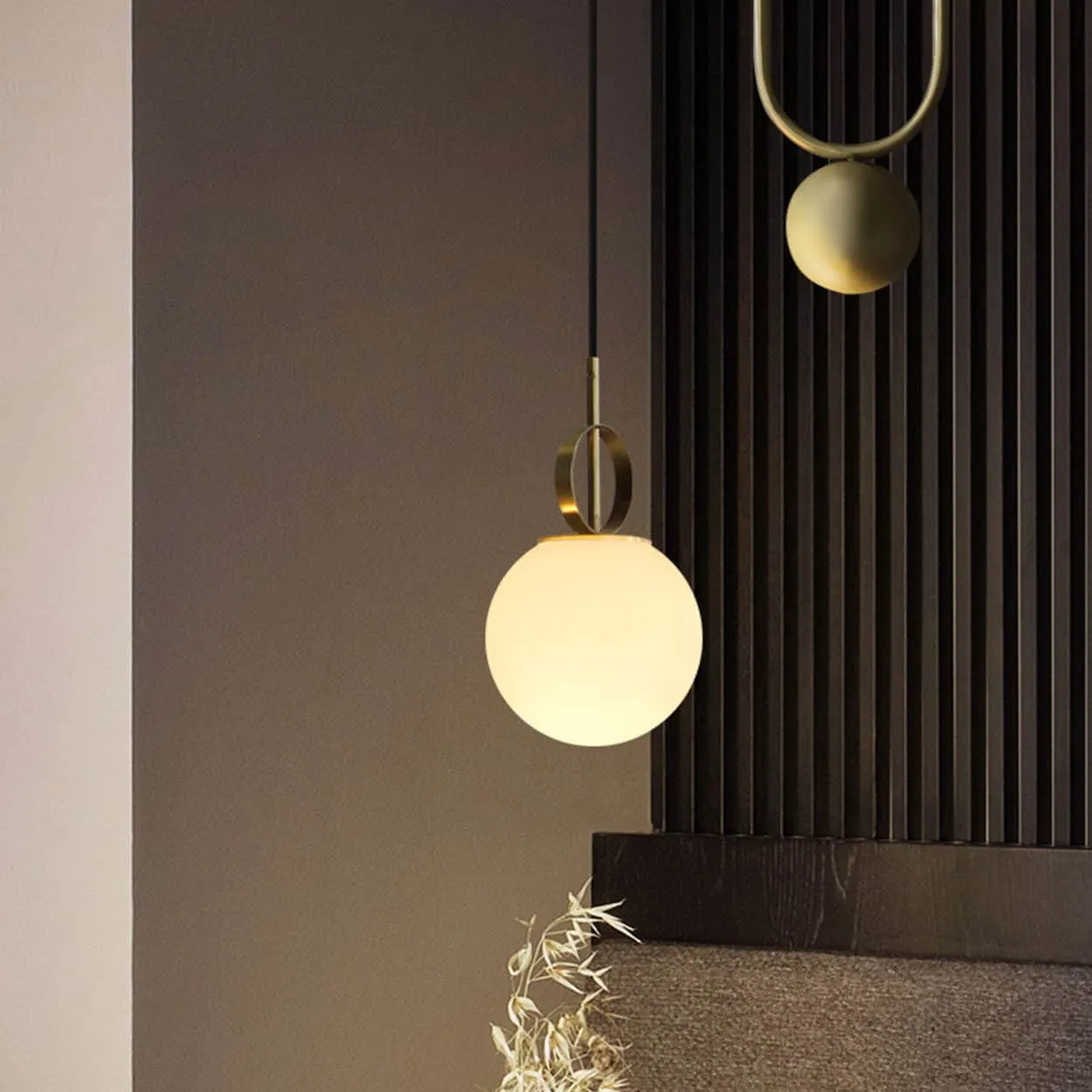 RIKKE Golden Lift Glass Ball Pendant Light