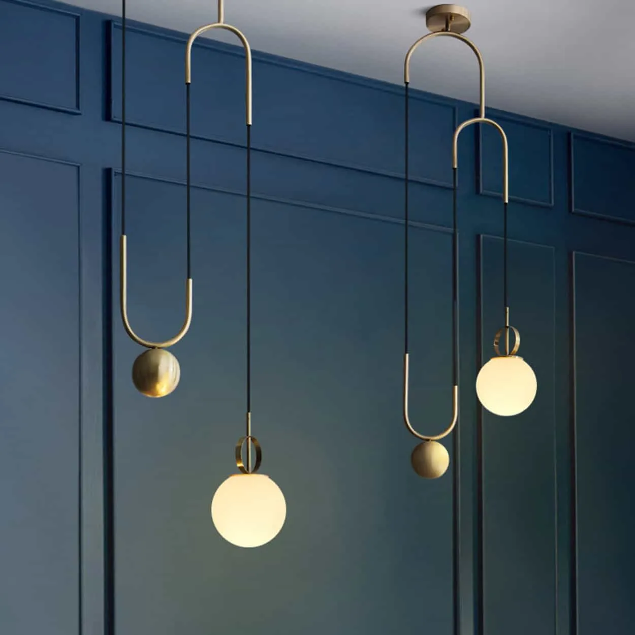 RIKKE Golden Lift Glass Ball Pendant Light