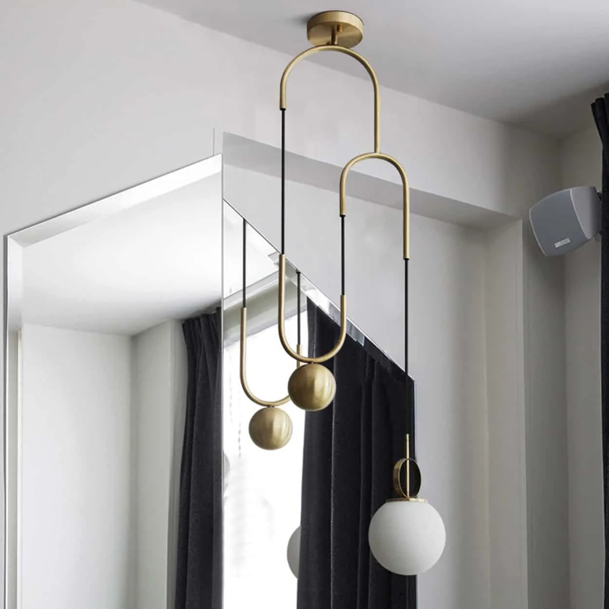 RIKKE Golden Lift Glass Ball Pendant Light