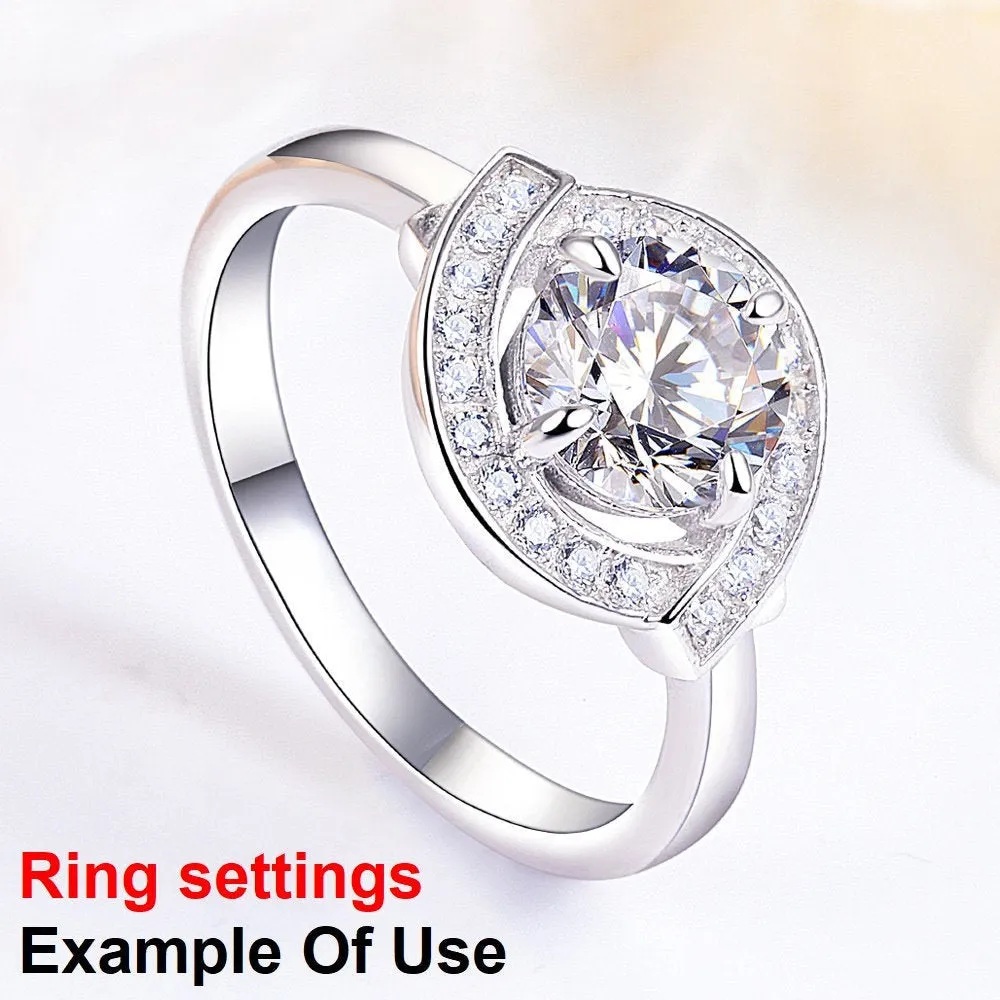 Ring Setting Blank 7mm 1pc 925 Sterling Silver CZ Semi Mount for 1 Round Shape Faceted Stone 4 Prongs Love Theme Wholesale Available