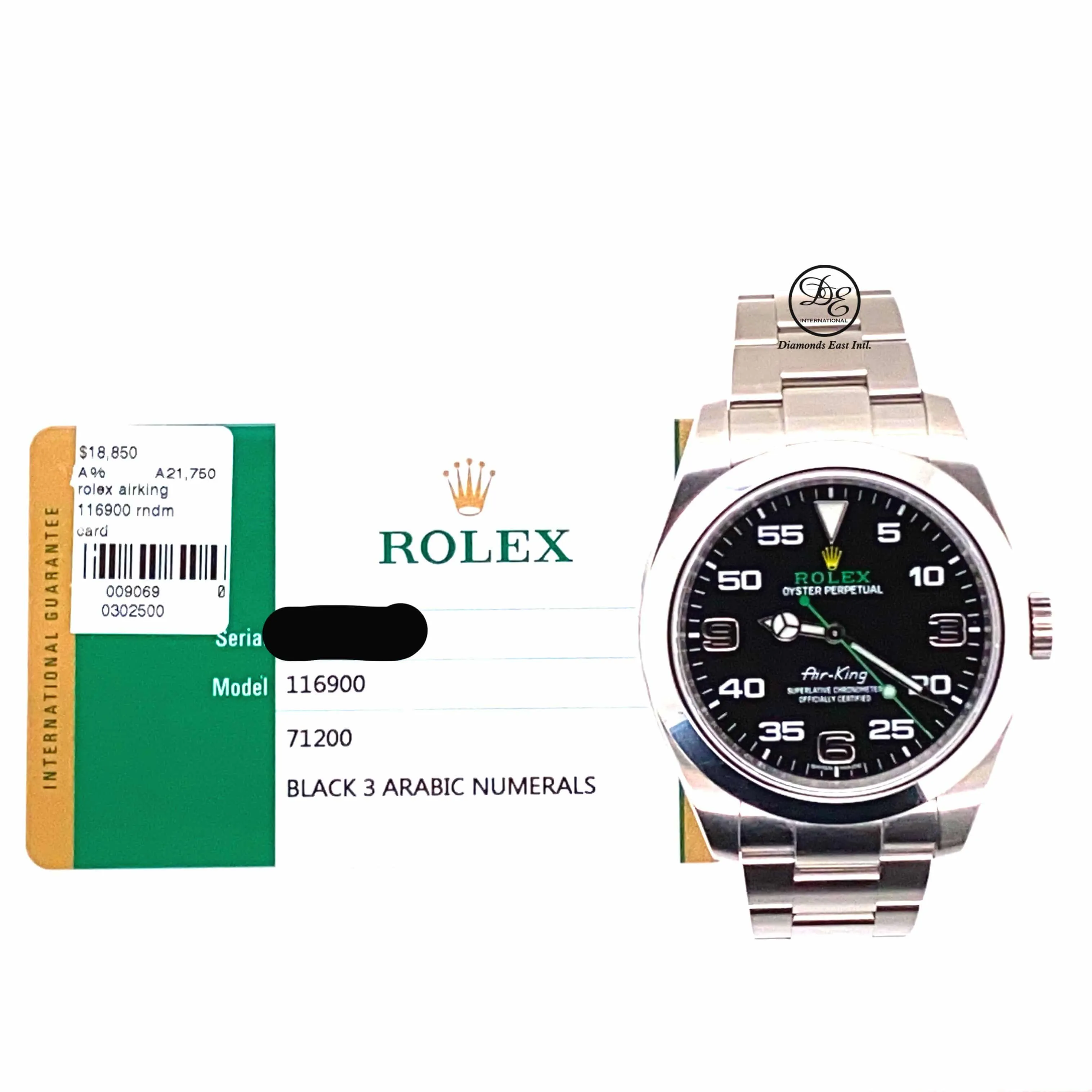 Rolex Air King 116900 Oyster Steel 40mm Automatic Watch Mint PAPERS