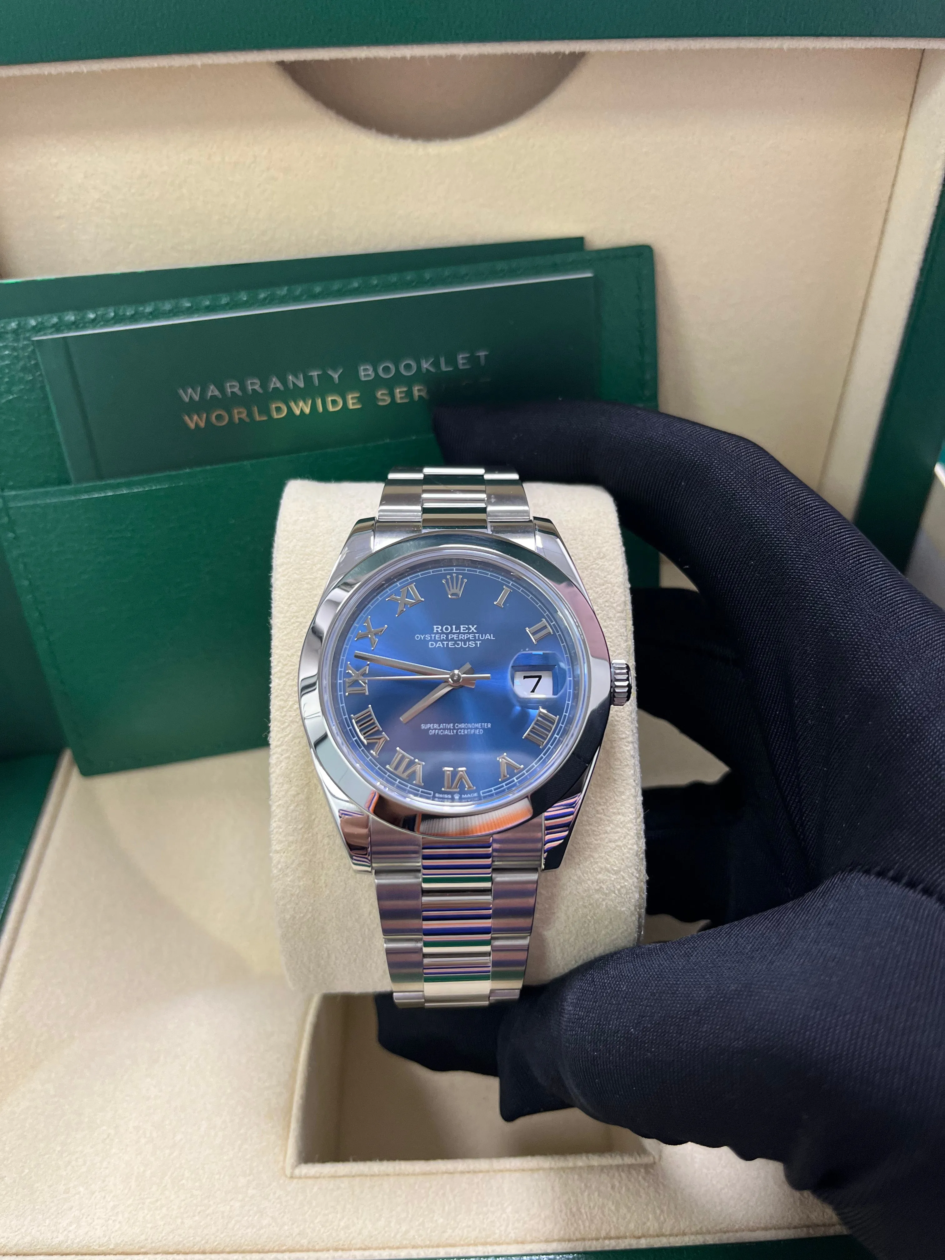 Rolex Datejust 41mm “Blue Roman Dial” Oyster Bracelet Reference # 126300