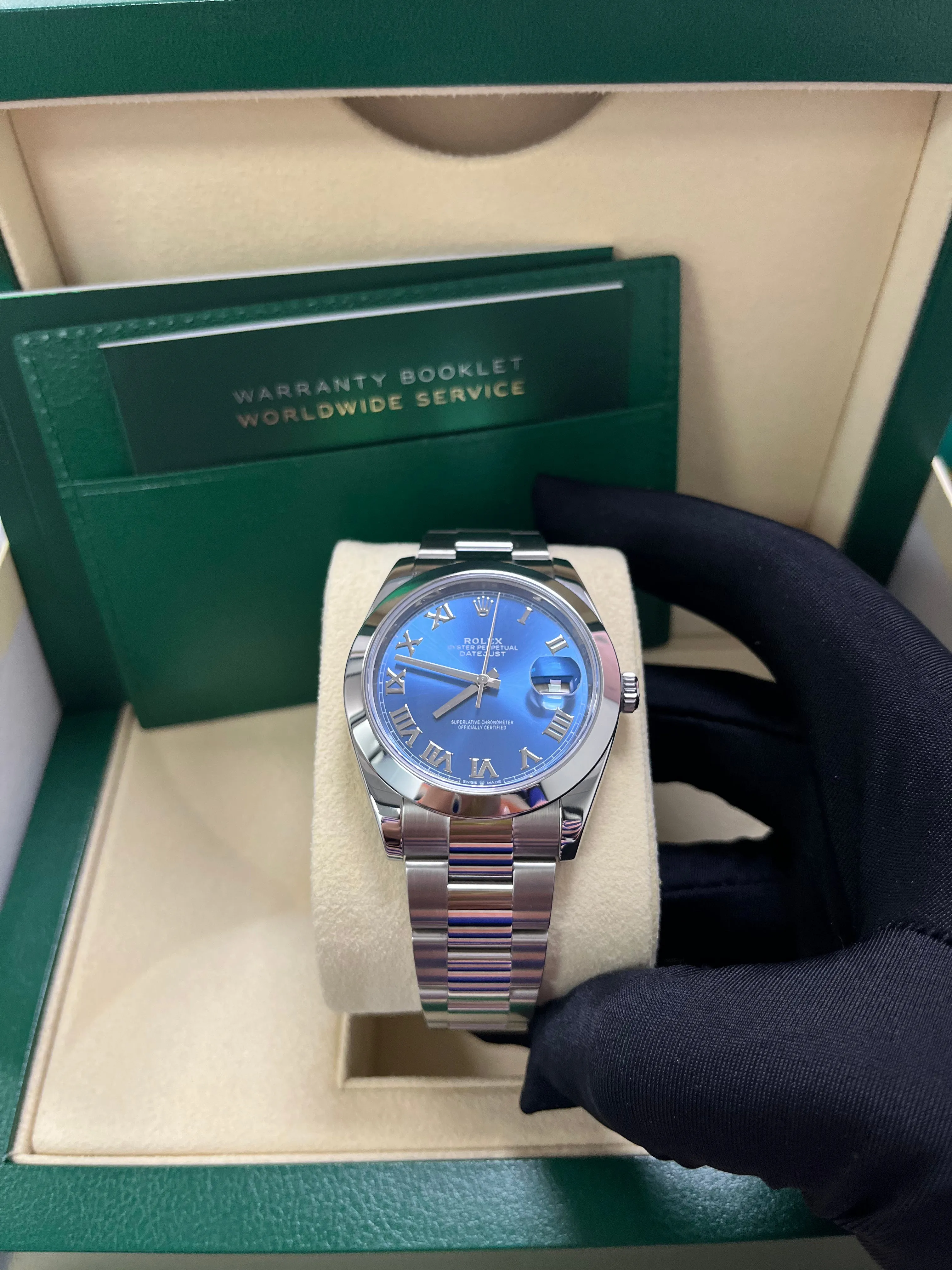 Rolex Datejust 41mm “Blue Roman Dial” Oyster Bracelet Reference # 126300