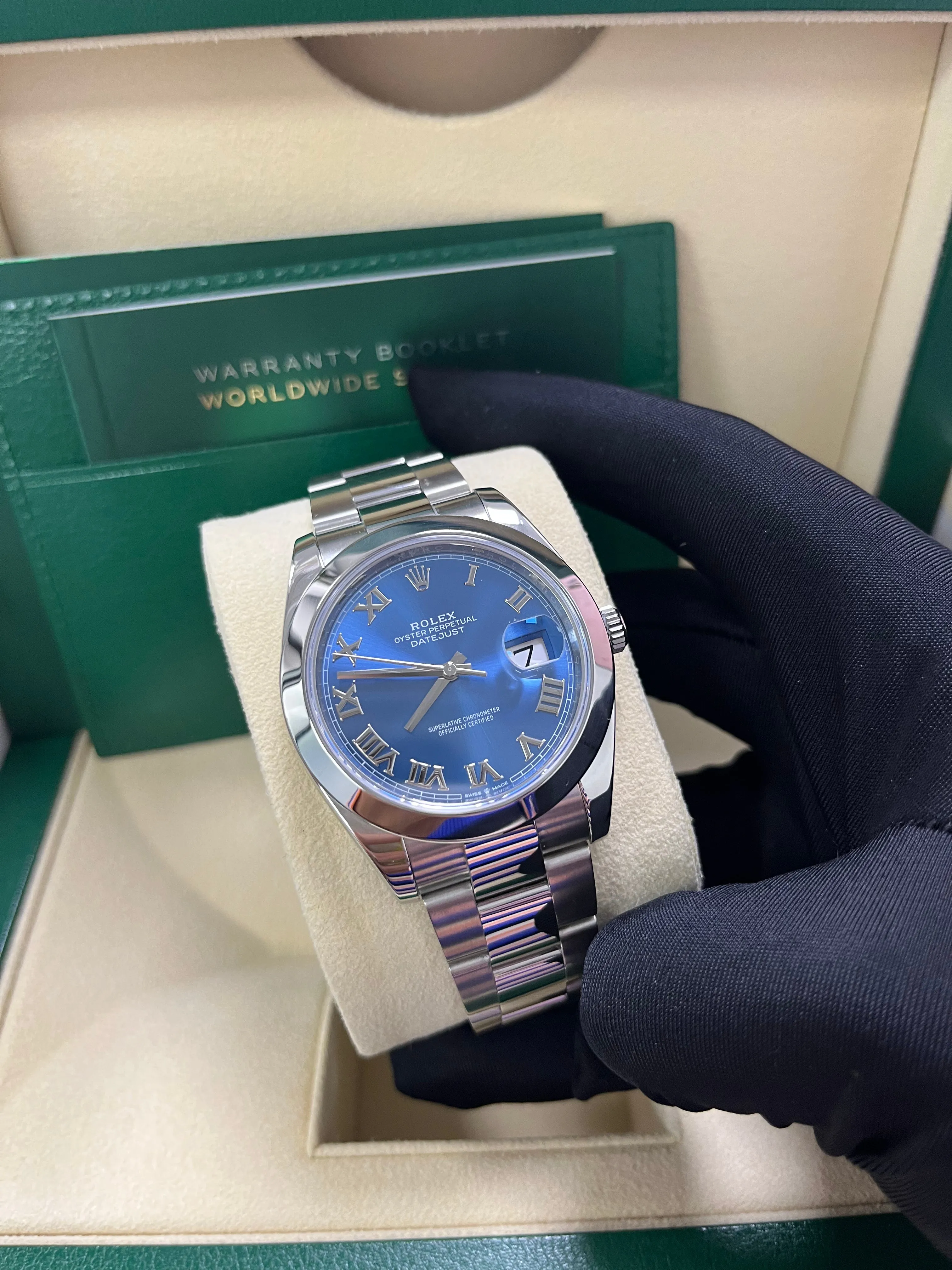 Rolex Datejust 41mm “Blue Roman Dial” Oyster Bracelet Reference # 126300