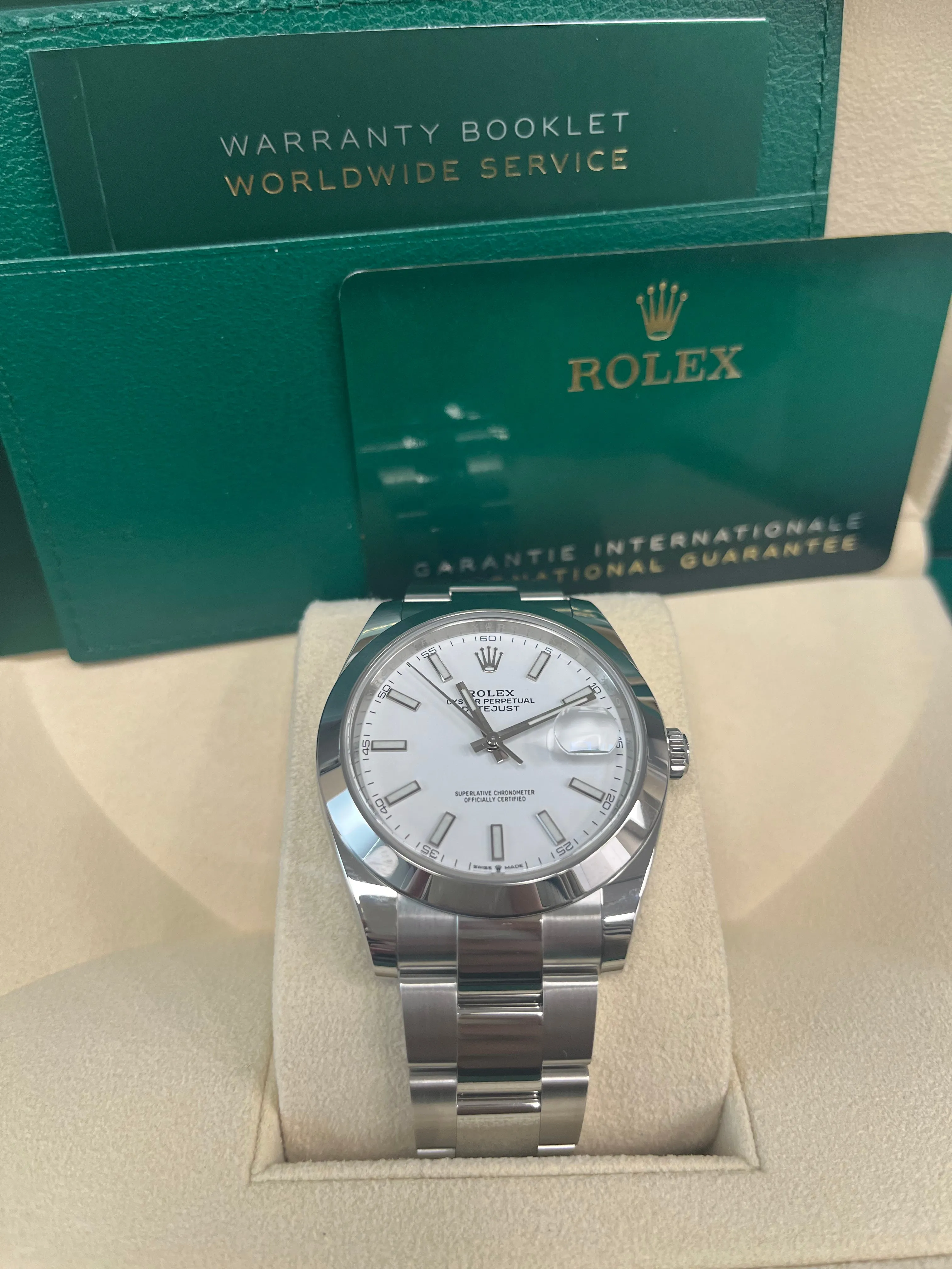 Rolex Datejust 41mm Oyster Bracelet Steel White Index Dial Reference # 126300