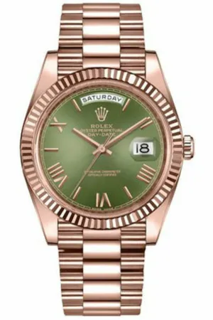 rolex day-date 40 green dial rose gold 228235