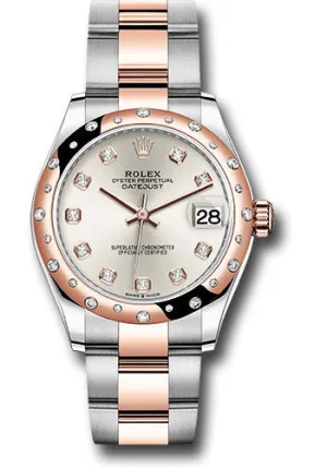 Rolex Steel and Everose Gold Datejust 31 Watch - 24 Diamond Bezel - RosŽ Diamond Dial - Oyster Bracelet 278341RBR sdo